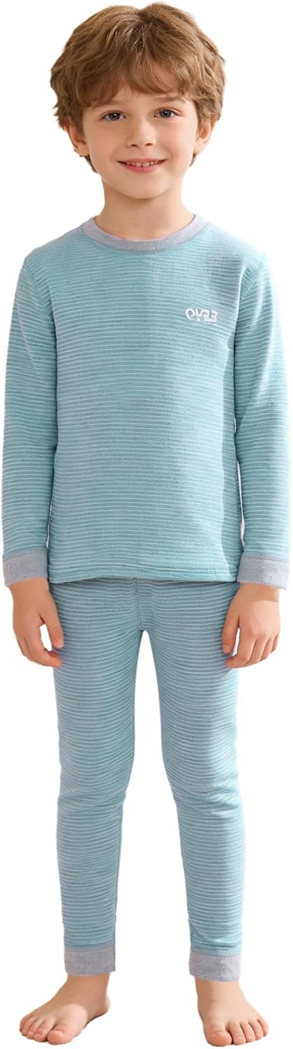 Linjinx Kids Boys Girls Thermal Underwear Set Winter Base Layer Thermal Top Long Sleeve T-Shirts and Leggings Bottoms