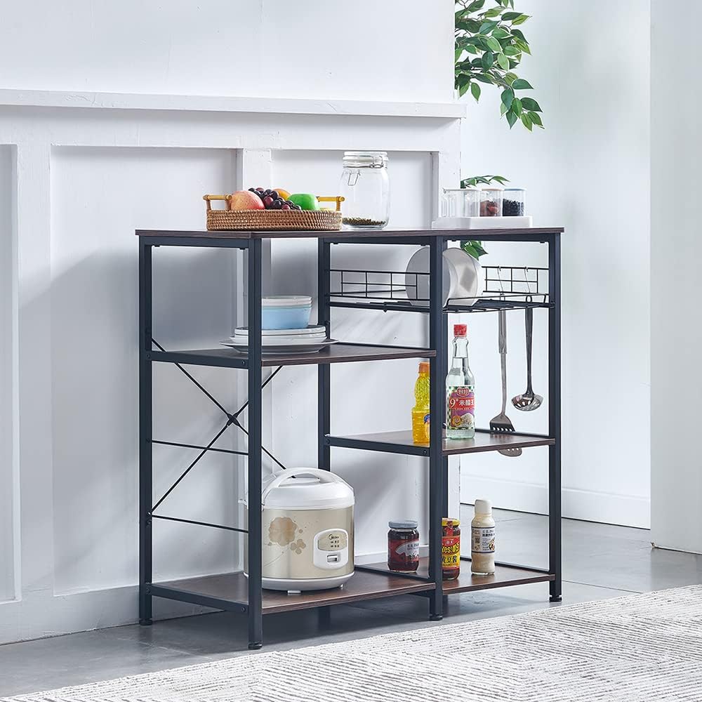 4HOMART Kitchen Baker's Rack, Microwave Shelf Floor Multi-Layer Rack Multi-Function Kitchen Storage Rack Utility Storage Shelf