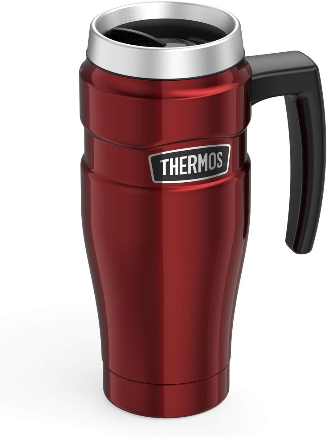 Thermos Stainless King Red Travel Mug (470ml), Reusable Insulated Stainless Steel Coffee Cup for Hot or Cold Drinks, Vacuum Sealed Water Flask with a Leak-Proof Lid, 7hr Hot/18hr