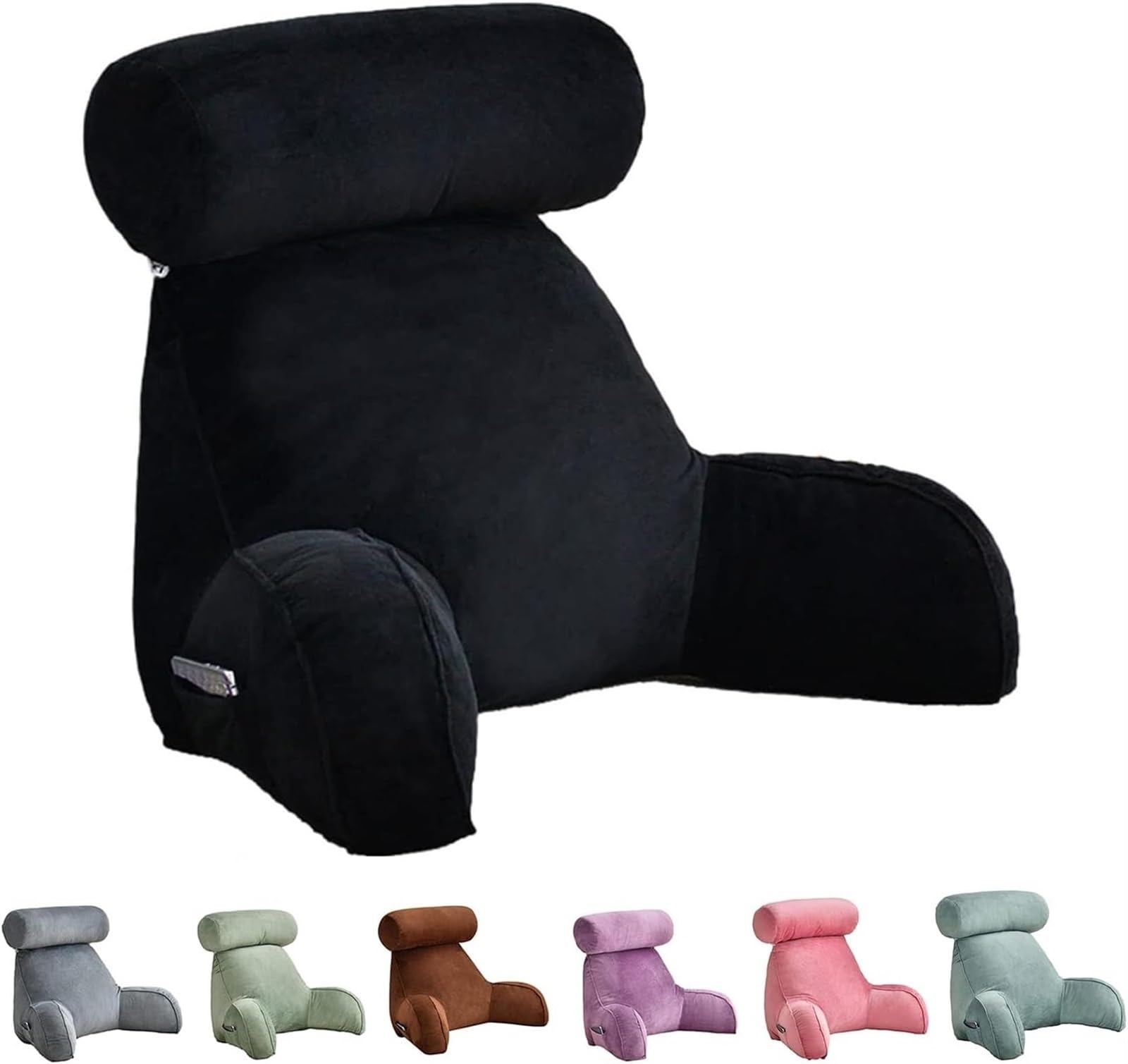 ZXGRfdefa reading pillow, Shredded Memory Foam Bed Rest Pillow Back Lumbar Support Cushion For Reading Watching TV Gaming(Black)