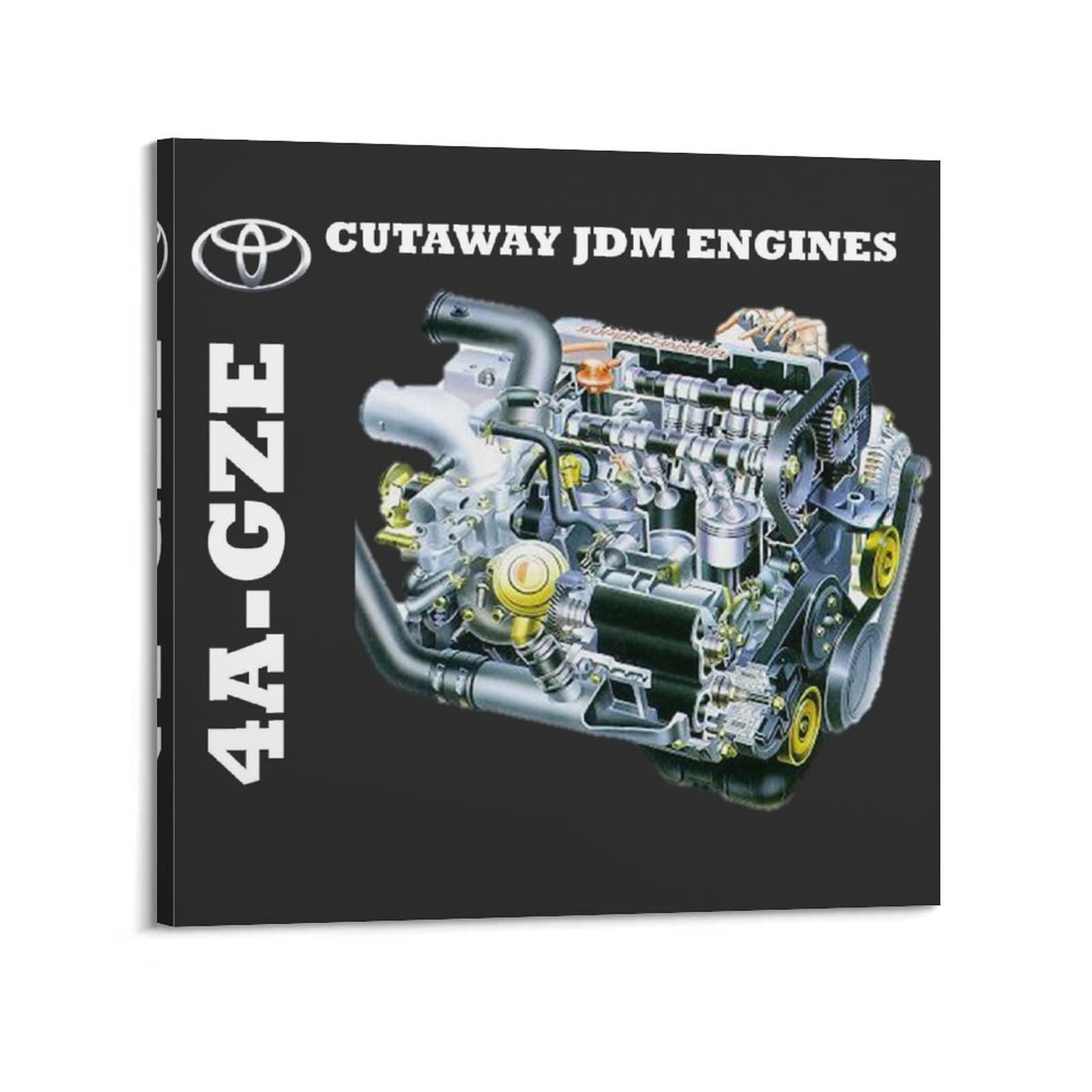 JUNNA JDM Car Poster 4A-GZE ENGINES CUTAWAY Decorative Painting Canvas Wall And Art Picture Family Bedroom Decor 12x12inch(30x30cm)