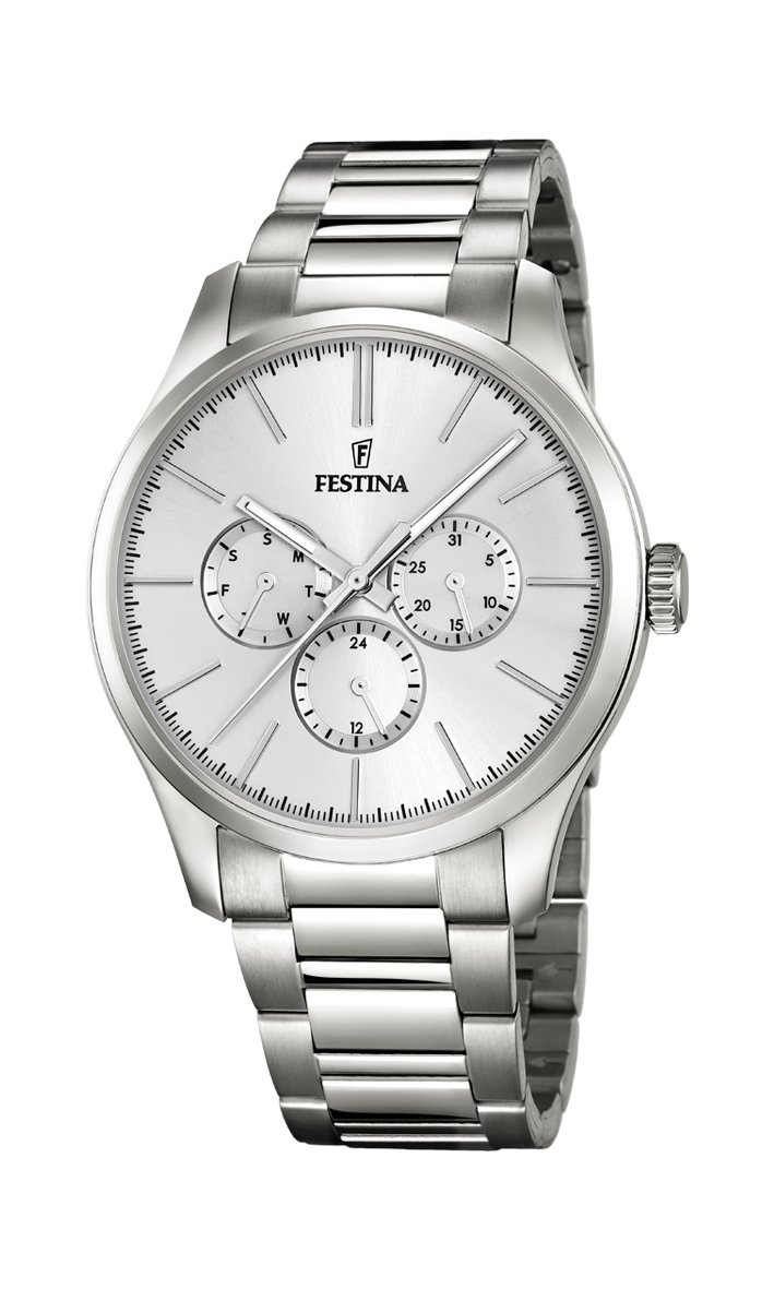 Festina Men's Quartz Watch with Silver Dial Analogue Display and Silver Stainless Steel Bracelet F16810/1