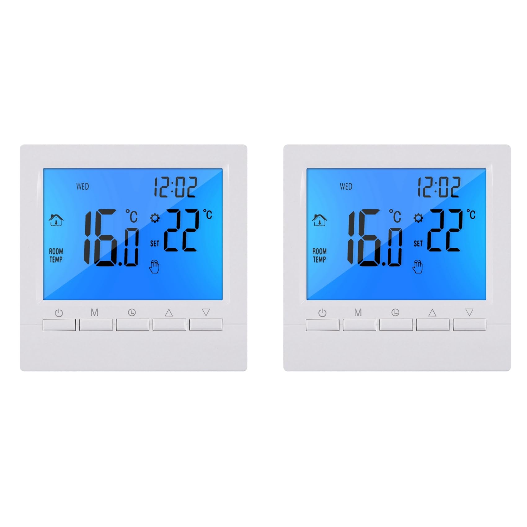 Jnchdghwa 2X Programmable Digital Thermostat 3A Weekly Room Temperature Controller for Efficient Home Heating Blue Backlight
