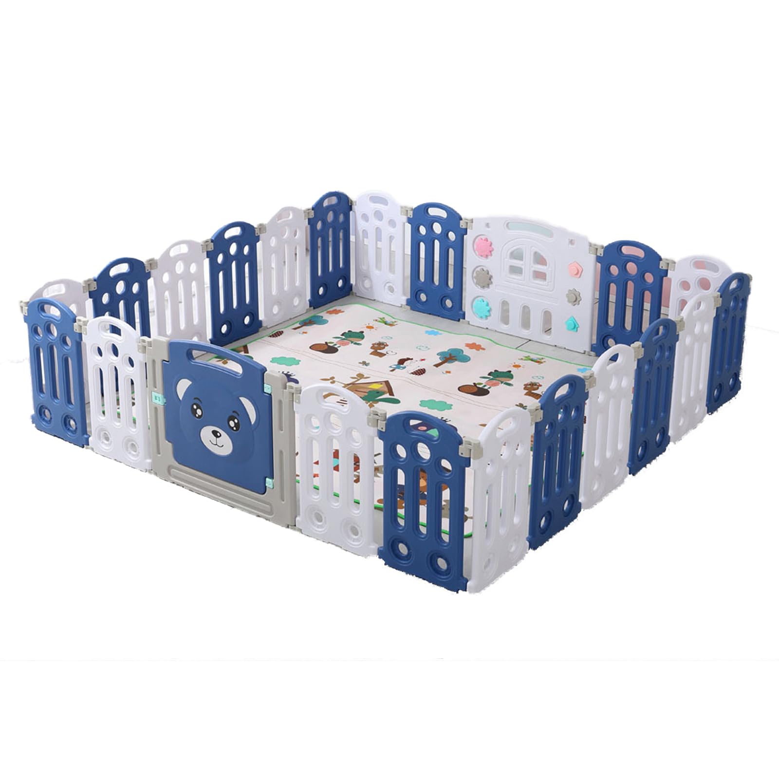 Box Bambini, Grande Recinto per Bambini con Tappeto, Box Neonato Pieghevole, Recinto Neonato Interni Esterni, Centro Attività Parco Giochi per Bambini con Schiuma Anticollisione (20+2)