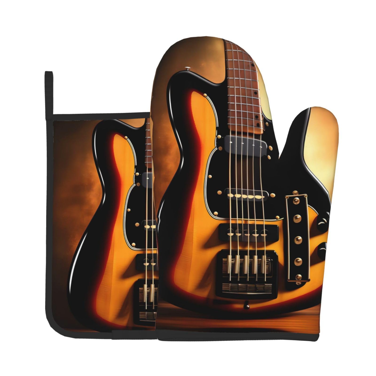 Oven Mitts and Potholders Set of 2 for Kitchen Baking Cooking GrayInstrumental Guitar Thick and Durable