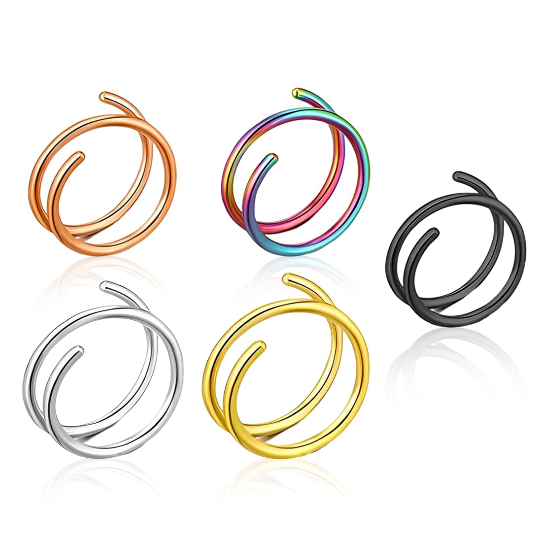 MKEAWWU 5 Pcs Acero Quirúrgico Piercings Nariz Septum Piercing Nariz Anillos Aro Pendientes Segmento Anillo Cuerpo Piercing Nariz Aro Labio Anillos Cartílago Concha Helix Pendientes