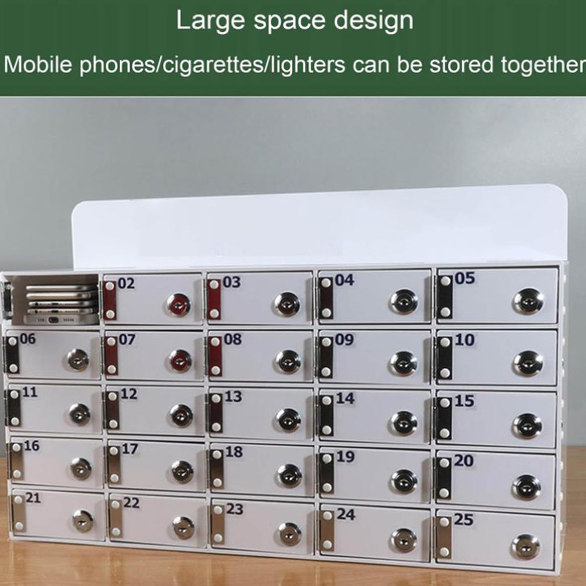 Armario Mural con Cerradura para teléfonos móviles - 40 de acrílico para oficinas y escuelas. Ideal para la stión Segura de Dispositivos móviles y soluces de Seguridad.