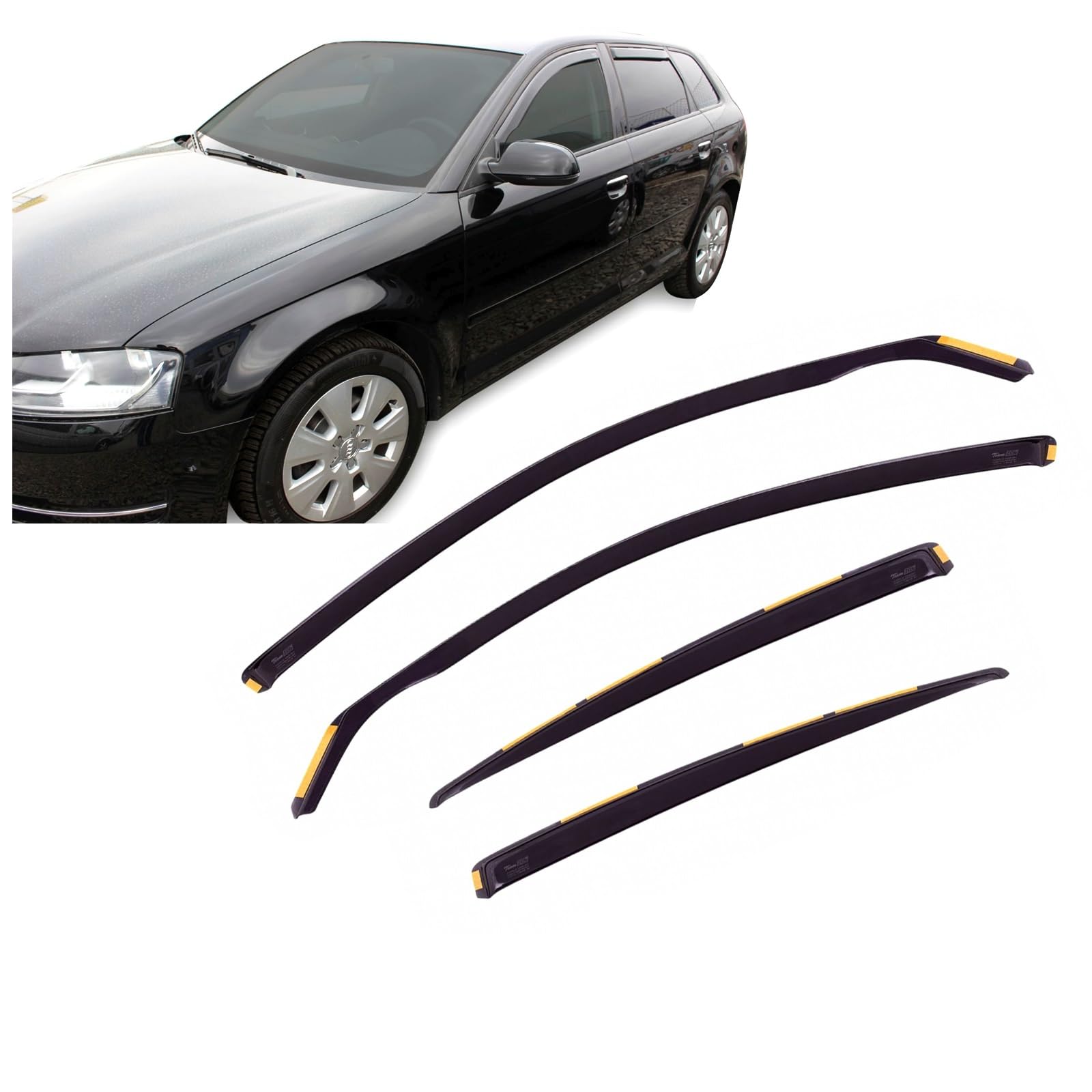 Deflettori D'Aria Heko Per Audi A3 8P Sportback 5 Porte 2003-2012 - Set 4 Pezzi, Antivento E Antipioggia - Foto 9