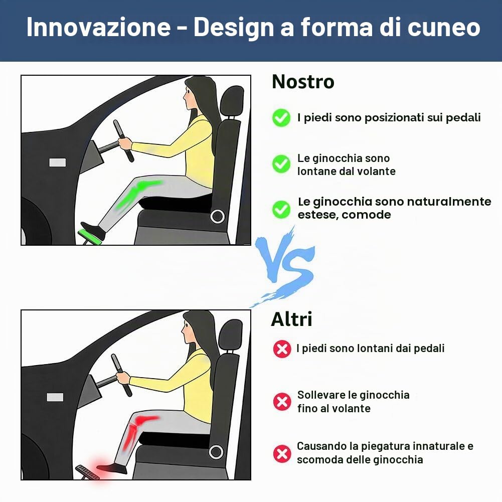 ACBAGI Cuscino di Seduta per Auto per Adulti, Cuscino per Sedile di Guida, Cuscino Sedile in Memory Foam Comfort per Altezza, Sedile di Supporto per Auto, Sedia da Ufficio e Sedia per la Casa (Nero A)