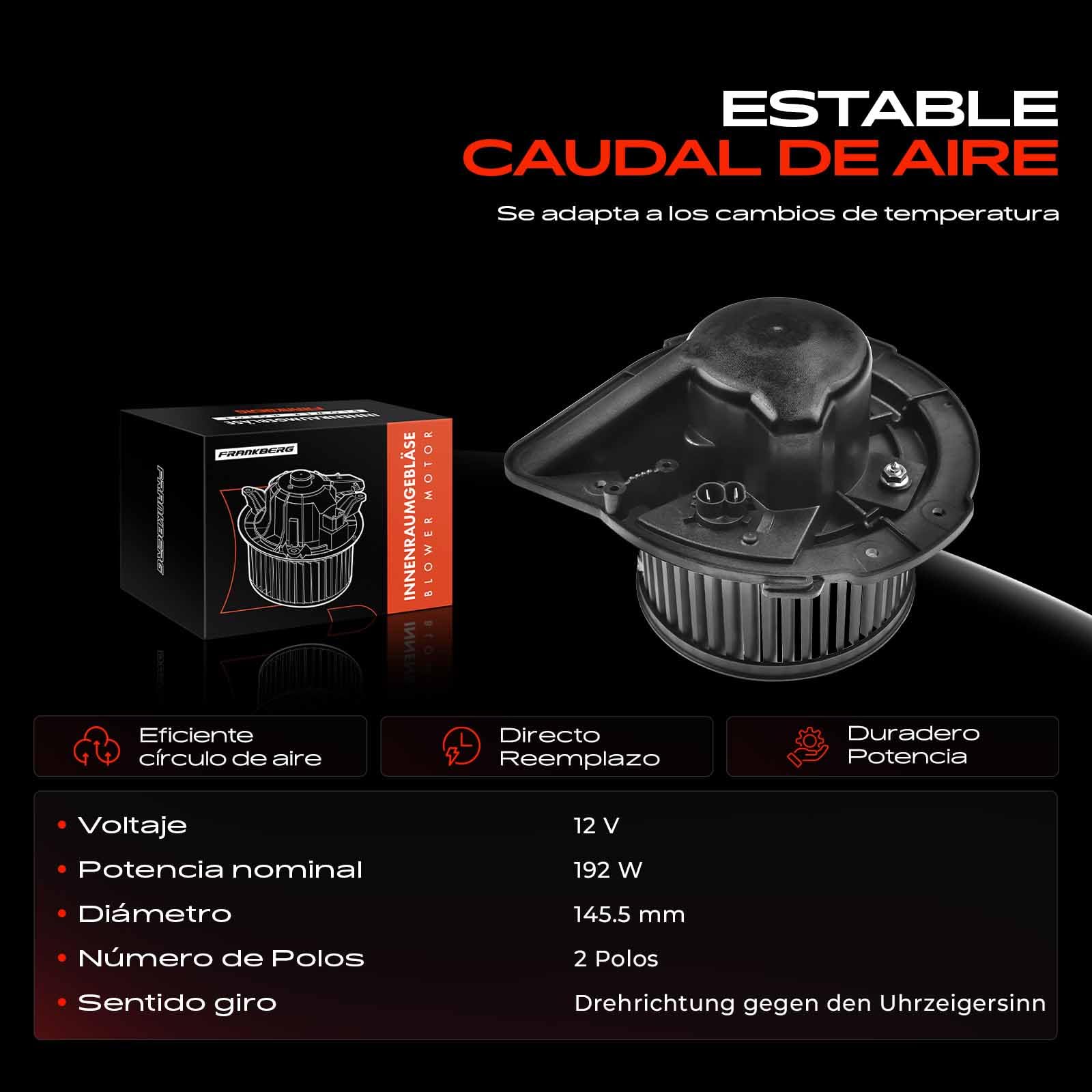 Frankberg Ventilador de calefacción motor del ventilador