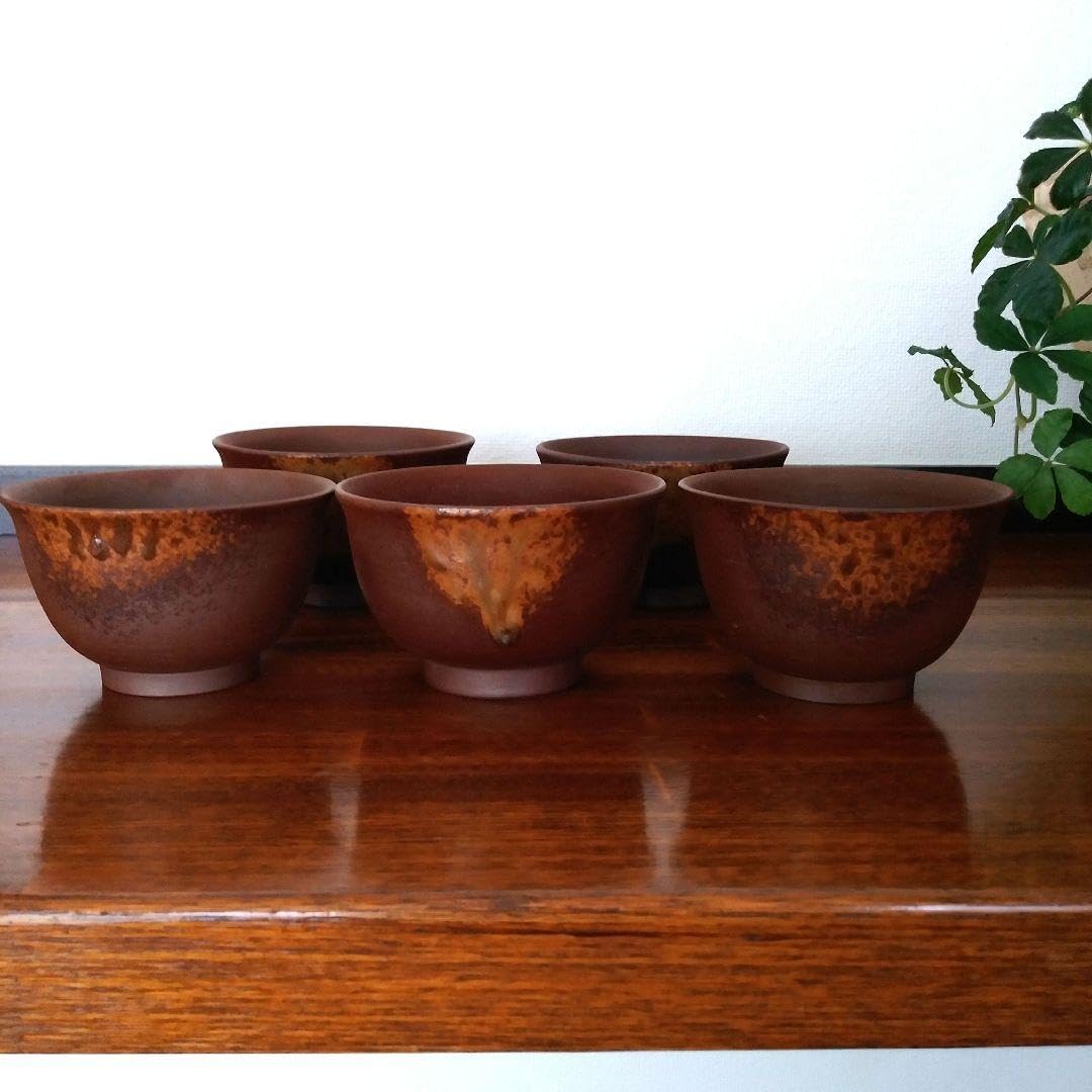 Amazon.co.jp: 、品!! 備前焼 山本竜一 湯呑み茶碗(汲出)五客 : 文房具  