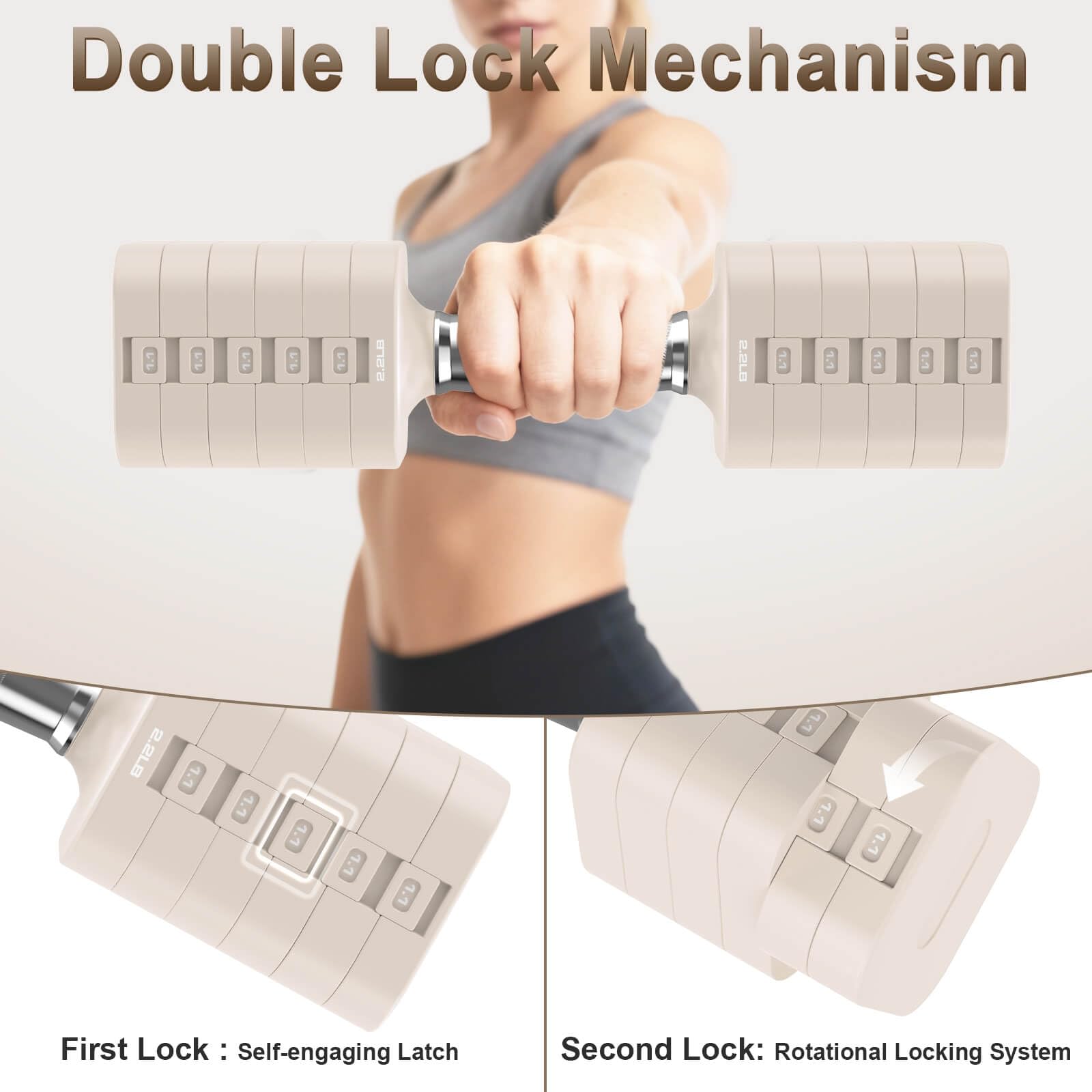 Hezeyferg 30.8LB Adjustable Dumbbell Set, Hand Weights Set for Home Gym | Each Adjustable Weight Dumbbell with 6 Levels 4.4/6.6/8.8/11/13.2/15.4lb, for Women/Men Full Body Workout
