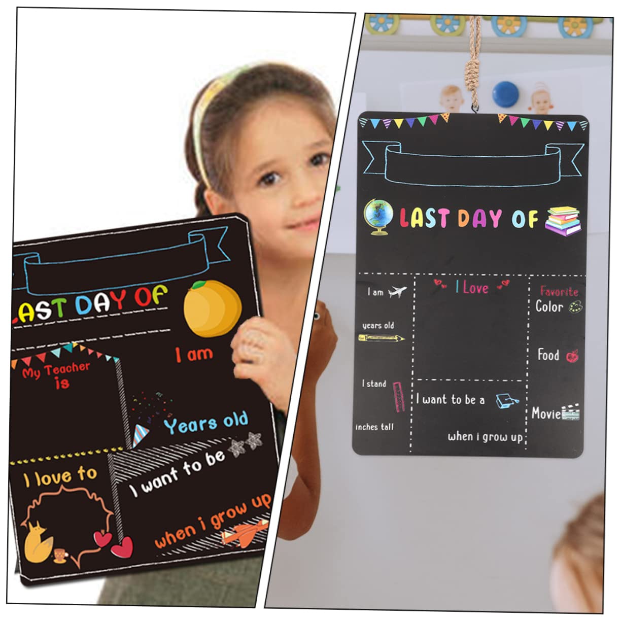 Lurrose 4 Pz Lavagna Scolastica Materiale Scolastico Per Bambini Decorazioni Per La Scuola Della Lavagna Dell'asilo Primo Tavole Di Gesso Interessanti Di Legno