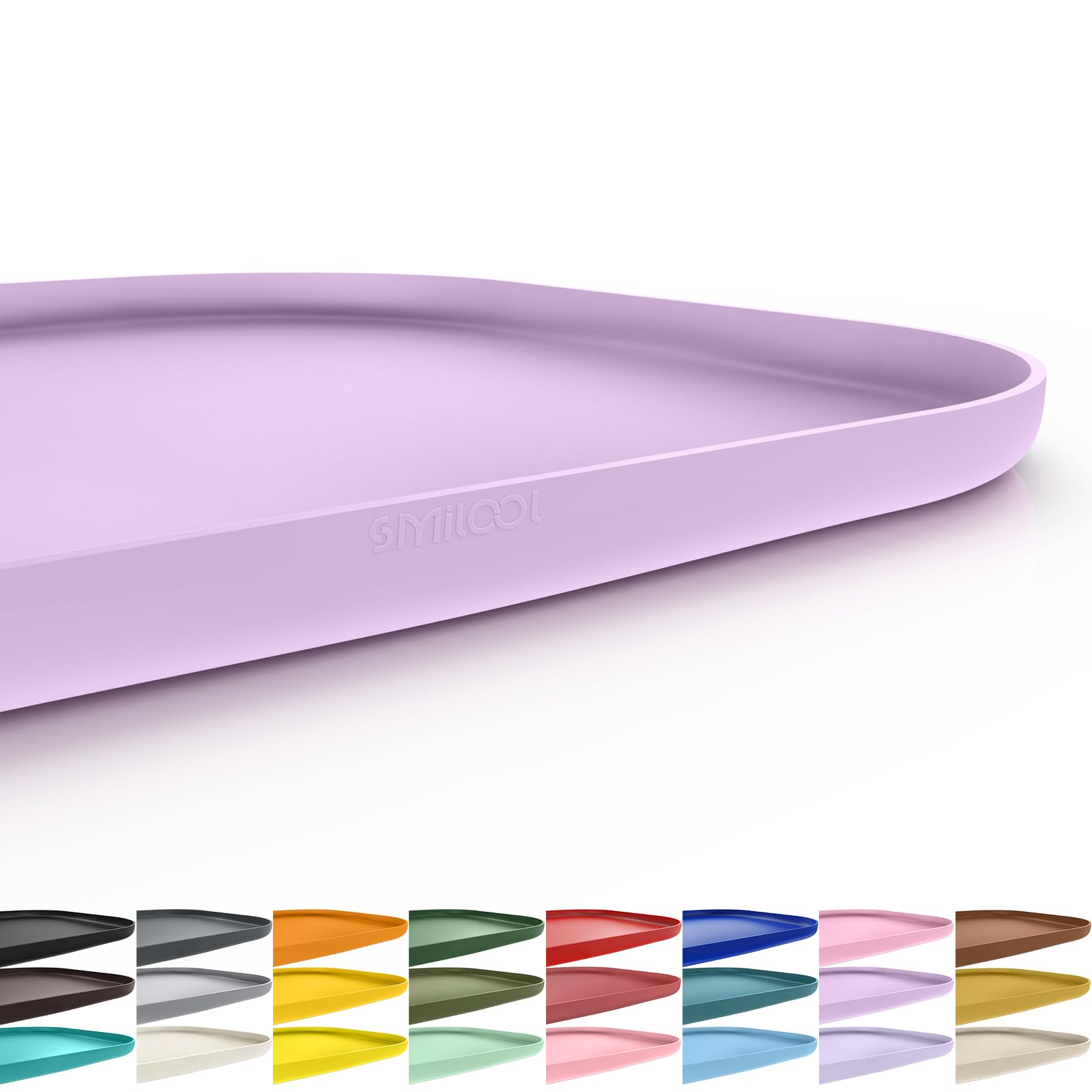 Smilool Silicone Pet Food Mat with Raised Edge for Food and Water Bowl, Dog Feeding Mats, Cat Food Trays for Floor Waterproof, Rubber Tray for Dogs and Cats, 22 x 14 x 0.8 Lavender โ image 1
