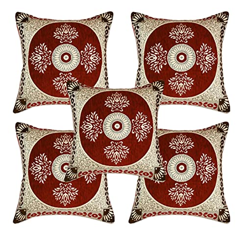 Image of SAWNA Homes Sofa Cover with Cushion Cover 3 Seater and 2 Seater - Chenille Velvet Sofa Covers Set of 10 Pcs 5 Seater - 3+1+1 Panels for Home Living Room Sofa Couch Decor (Coffe)