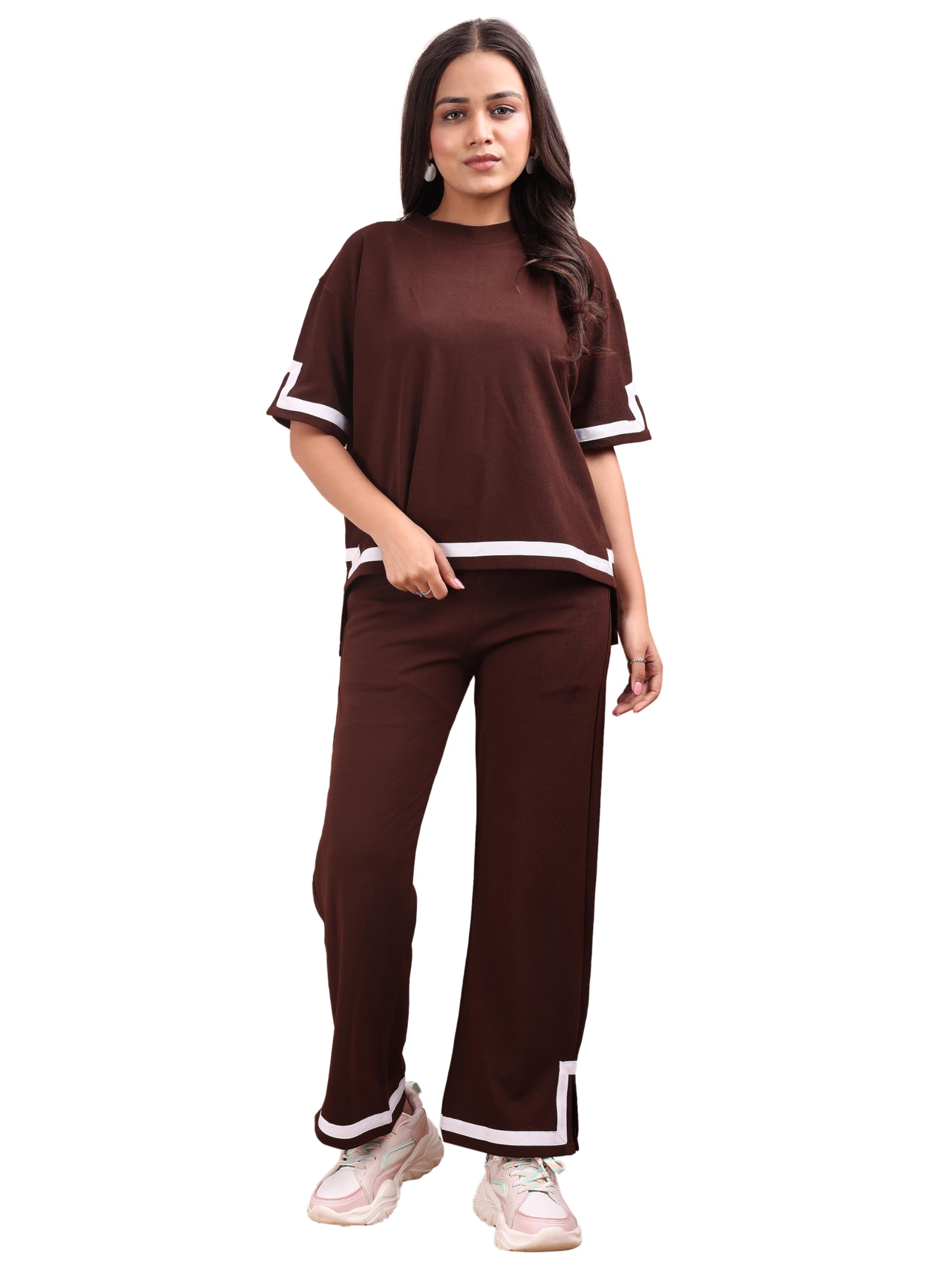 florely Women's Co Ord Set | Ribbed Pajama Set | Casual Wear Pant Top Set | Drop Shoulder Knit Top & Long Cut Pants Set | Full Pair Set |-picture-45