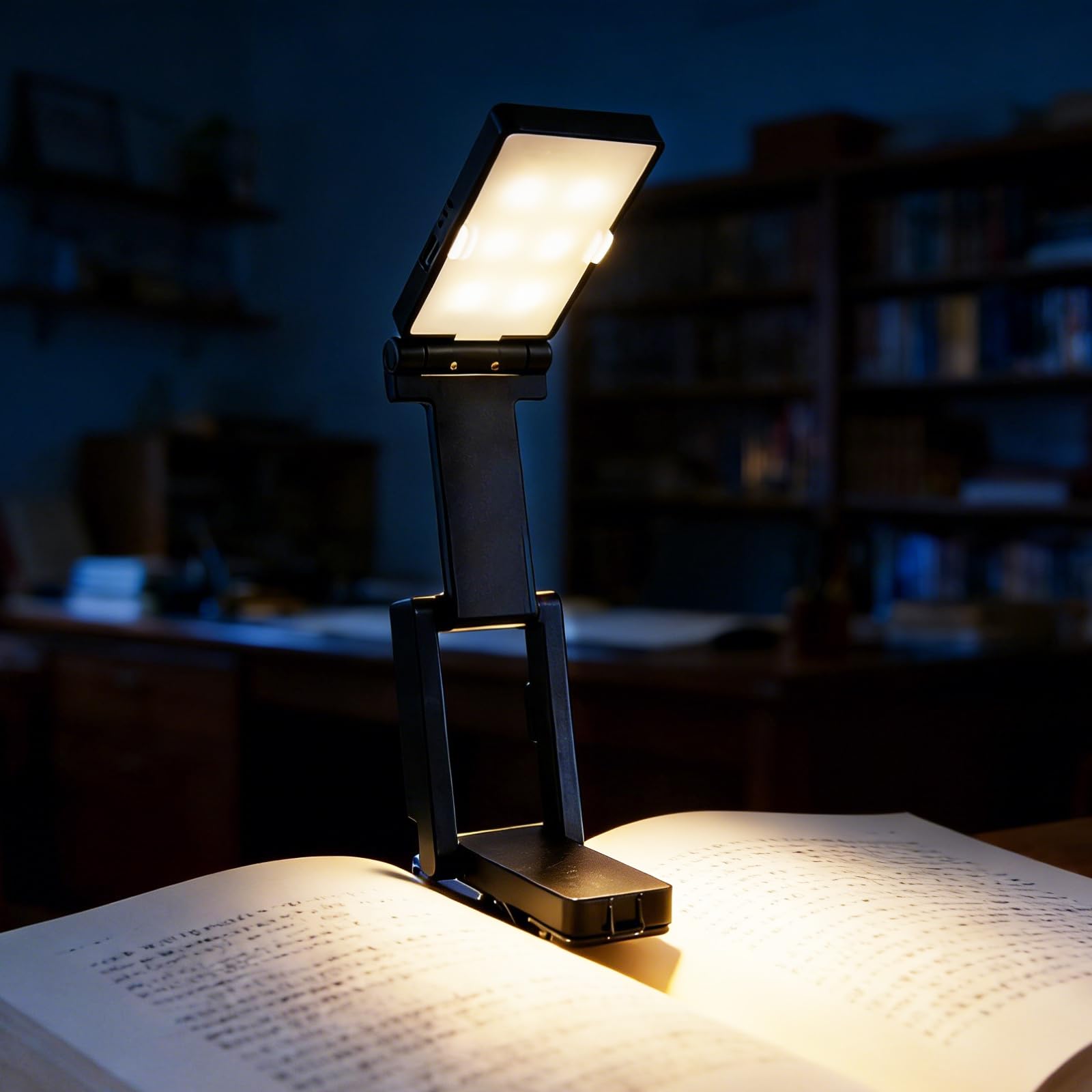 Lychico LED Rechargeable Book Reading Light, 12 Eye-Caring LEDs, 80Hrs Runtime, 3 Color Modes & Stepless Dimming, Clip-on Book Light for Bed, Kindle, Desk