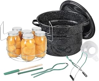 Granite Ware 21.5 Qt Enamelware Water Bath Canning Kit: 8-Piece Starter Set with Rack & Tools for Home Preserving