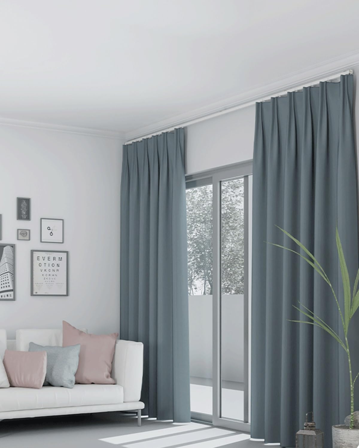 120cm/300cm/500cm Long Aluminum Curtain Track, Not Easy to Break, Ceiling/Wall Mount Heavy Duty Curtain Rails with Silent Rollers, for Indoor Outdoor(120cm/3.9ft,Champagne)