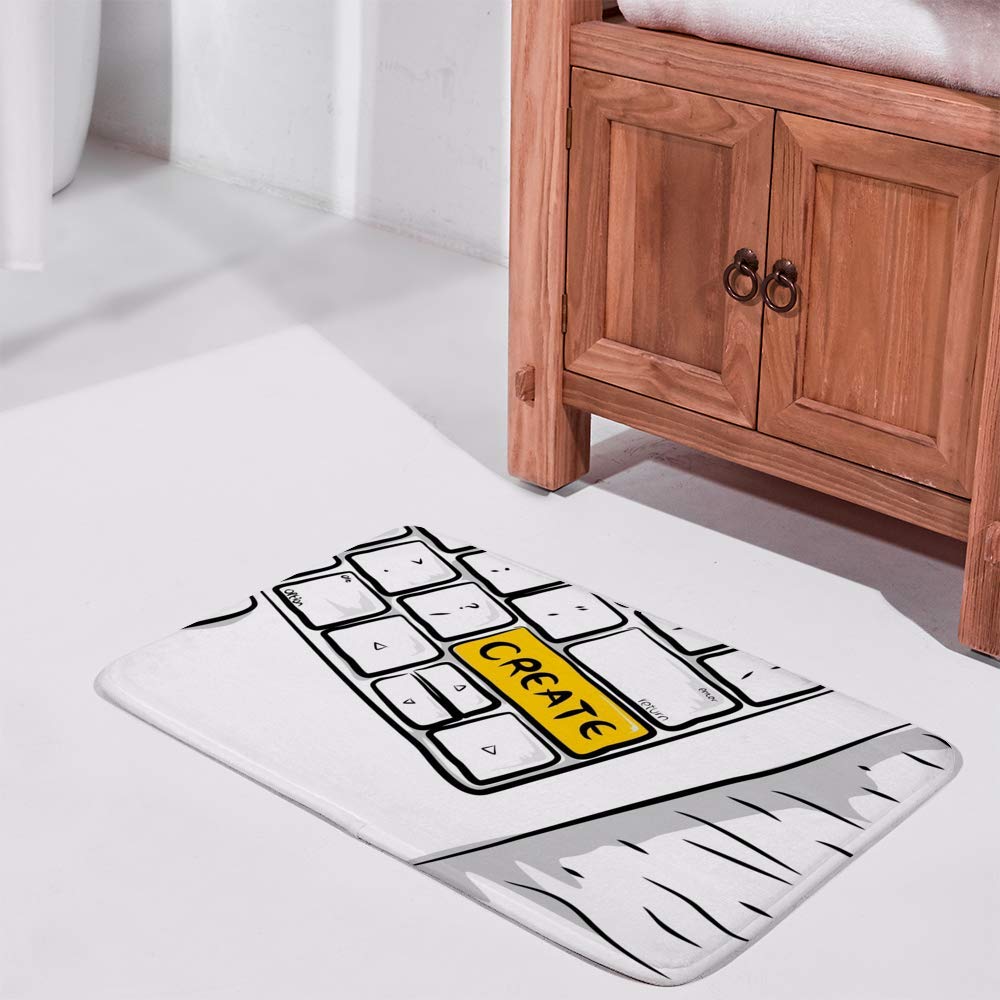 Nuansexi Bath Shower Rugs Floor Mats Non Slip Bathmat Doormat Tub Mat Coral Velvet Absorbent Entrance Carpet Mats Machine Washable ?Sketch Computer Keyboard Button Bedroom Decor