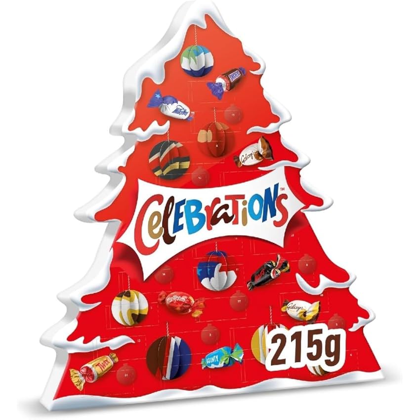 Celebrations Calendario dell'Avvento, Snack Assortiti al Cioccolato, praline miste al cioccolato Mars, Bounty, Snickers, Twix, Maltesers e altri ancora: confezione da 215g
