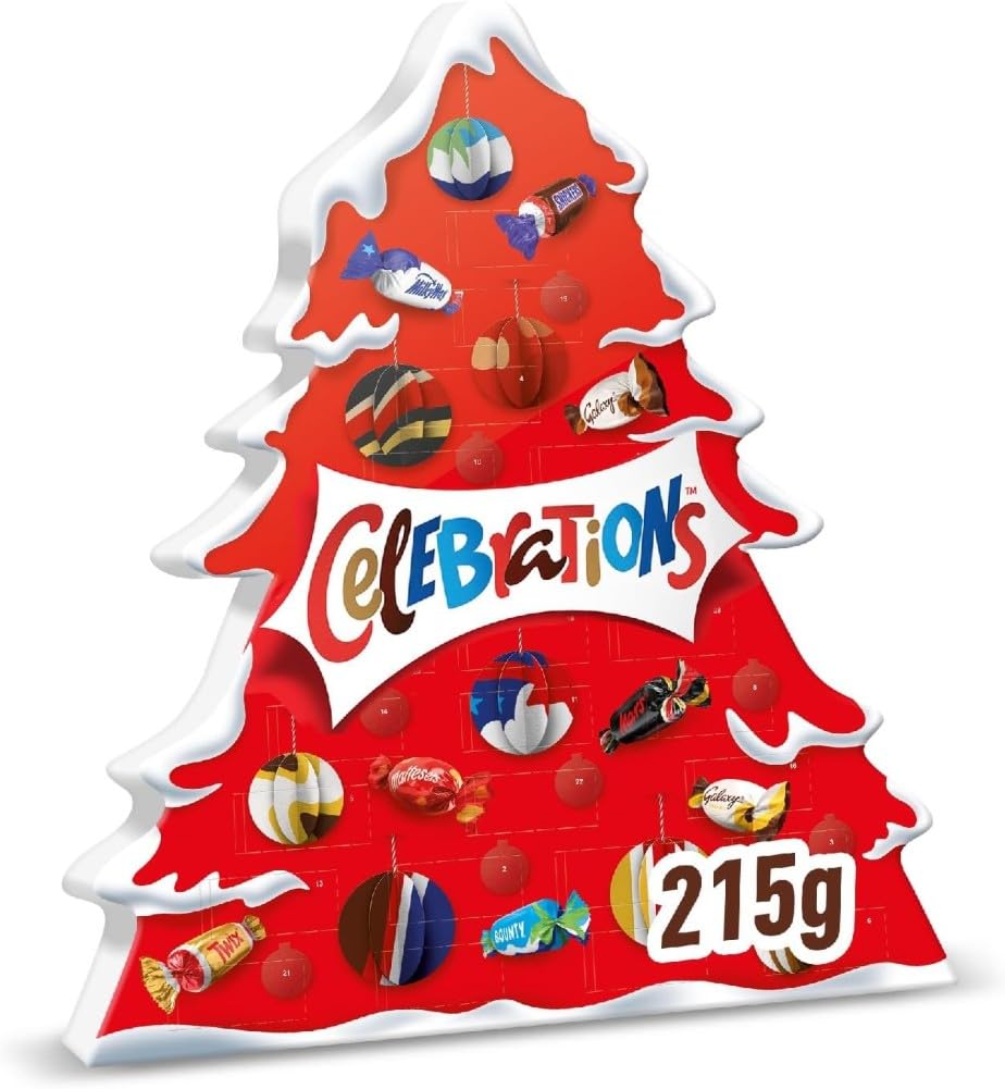Celebrations Calendario dell'Avvento, Snack Assortiti al Cioccolato, praline miste al cioccolato Mars, Bounty, Snickers, Twix, Maltesers e altri ancora: confezione da 215g