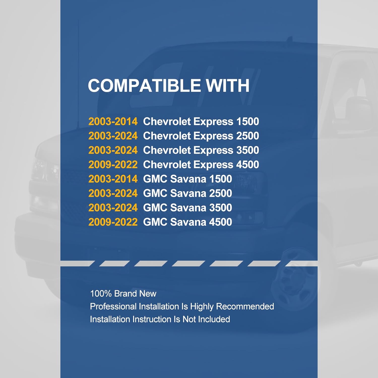 Factory Style Front Bumper Lights Compatible with Chevy Express GMC Savana 1500 2500 3500 4500 2003-2024, Driver and Passenger Side, Chrome Housing Amber Corner