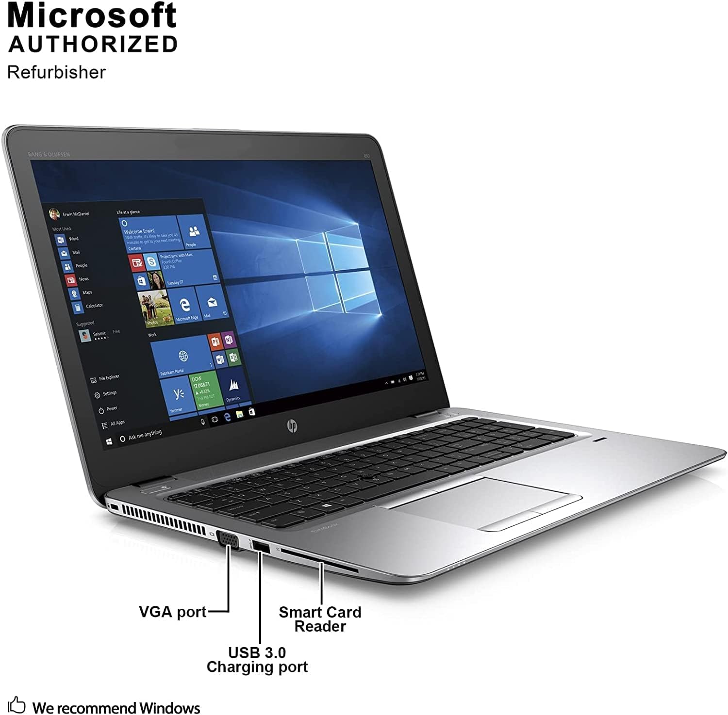 HP Elitebook 850 G3 Ordinateur Portable Professionnel, HD 15,6", Intel Core i5-6300U, 16 Go de RAM, 512 Go SSD, Clavier QWERTY, Windows 11 Pro (Reconditionné)