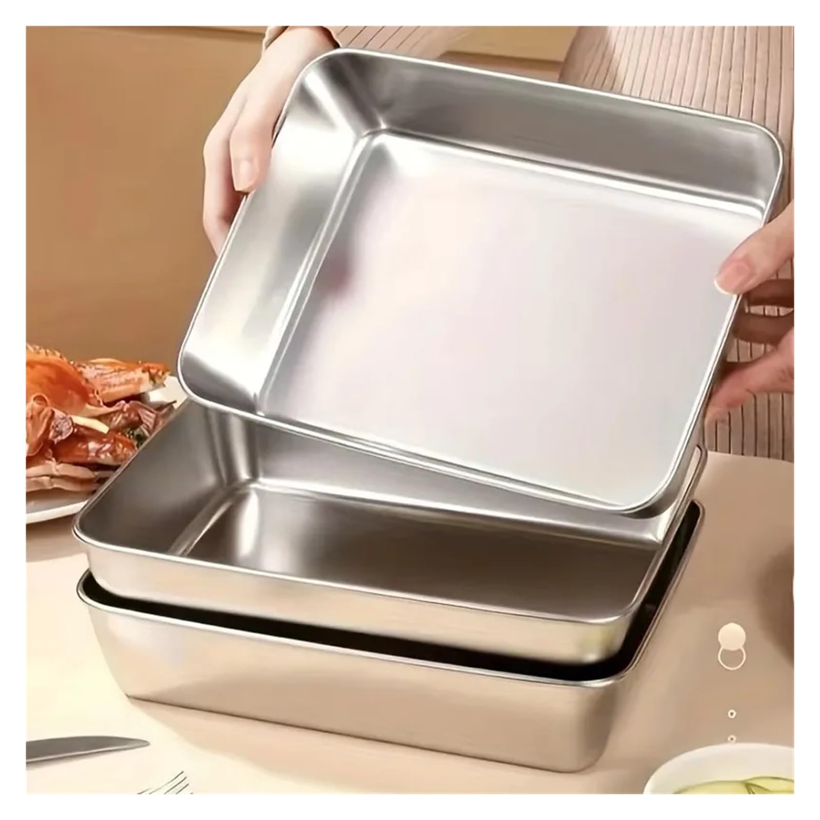 Contenitore Acciaio Inox per Alimenti Contenitori for la conservazione in acciaio inossidabile con coperchi sigillabili, impilabili, da 1/2/3 pezzi, for congelatore(3Pcs)