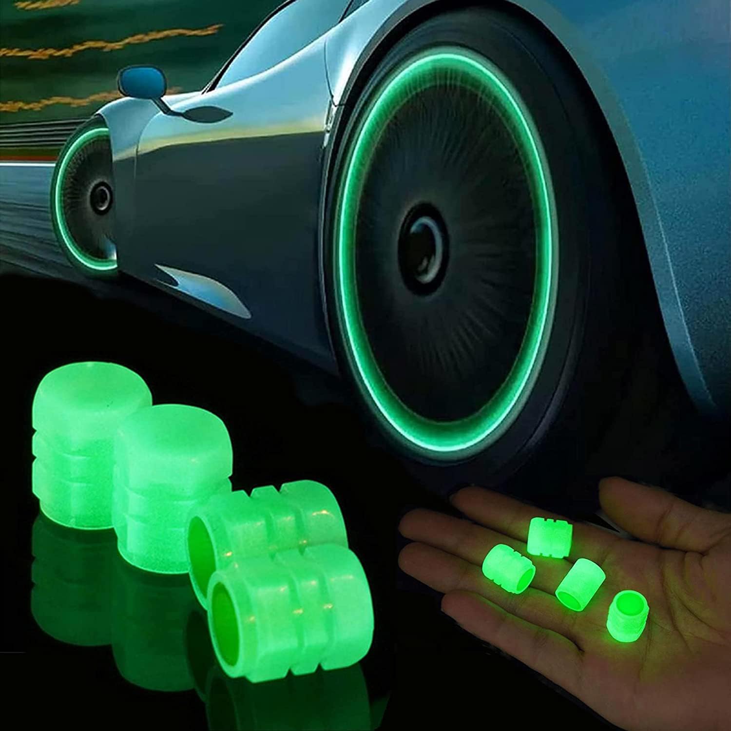 4pcs Tire Valve Stem Caps Universal for Car, Bikes, Trucks, Luminous Fluorescent Glow in The Dark Air Cover, Tire Pressure Radium Caps, Modification & Decoration Accessories, Green Color-image-43