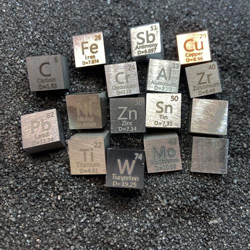 Image of 15 Piece Metal Cubes, Element Cube Set, Laser Engraved Density Set