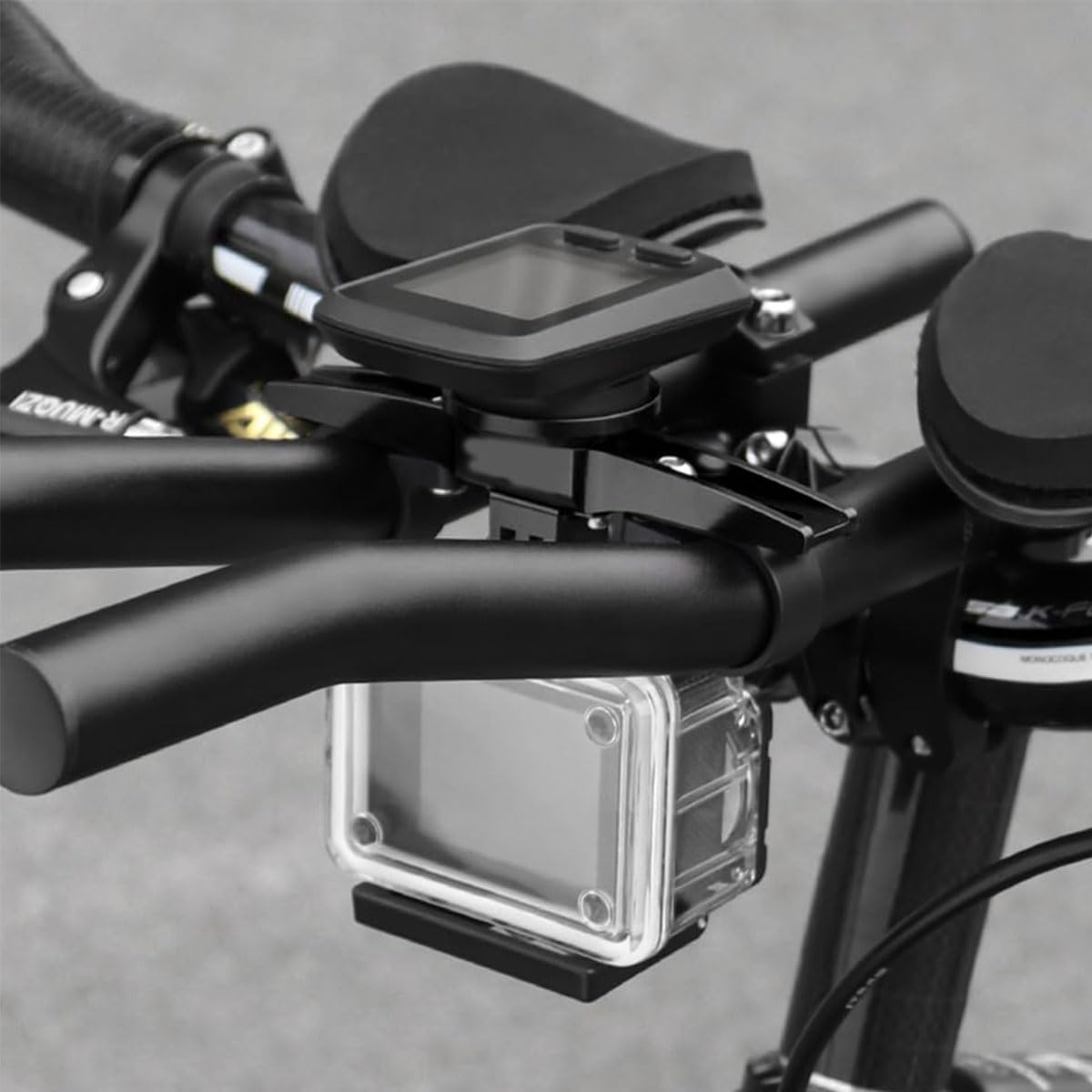 1Set Fahrradcomputerhalterung, Schnellspannhalterung aus Aluminiumlegierung Geeignet für TT-Lenkerhalterung, Triathlon-Lenker (schwarz)