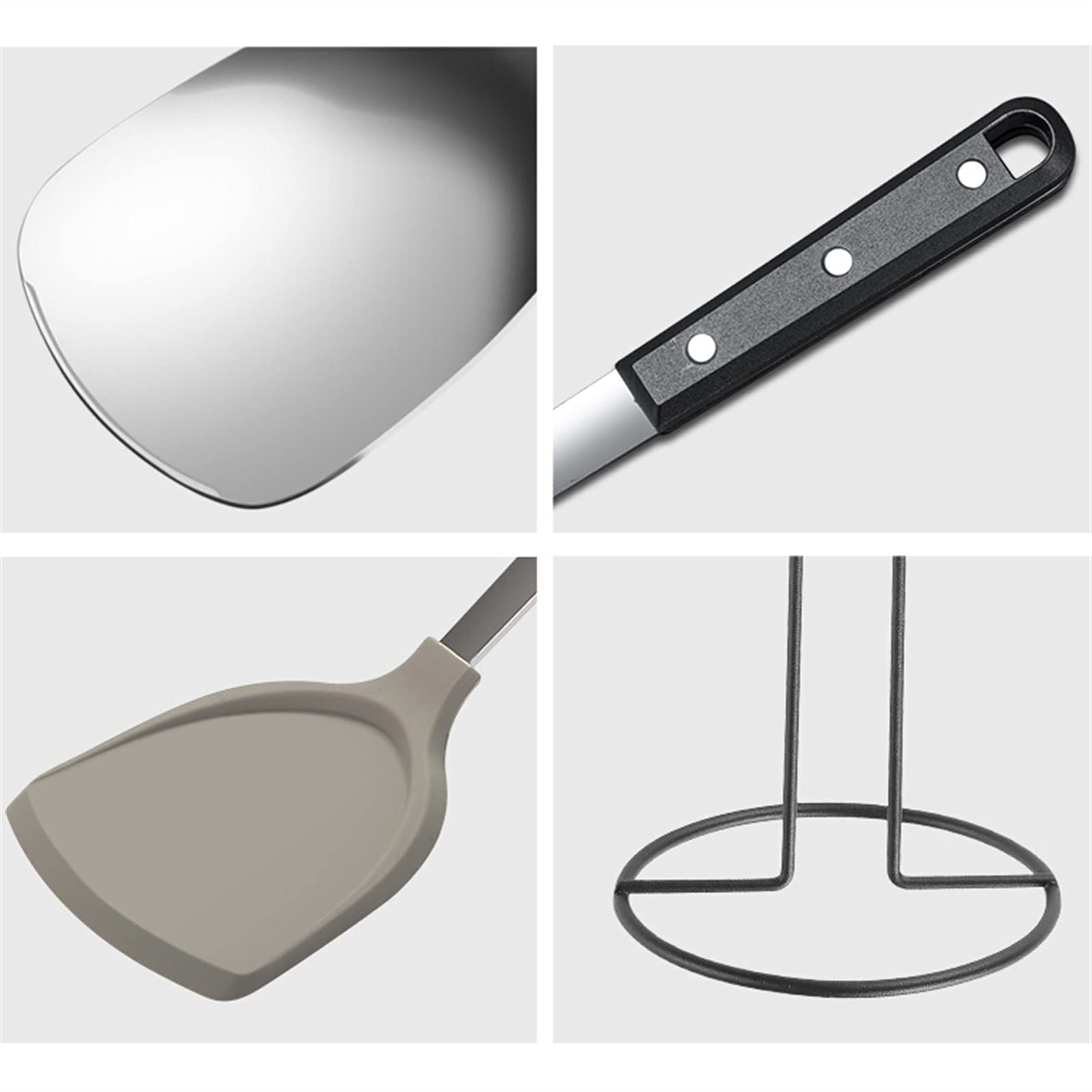 Pala Espatula Settensil de utensilios de cocina de acero inoxidable - Cuchara de la pala de la espátula de silicona de la cocina - mejores gadgets de cocina conjunto de herramientas de cocina regalo (