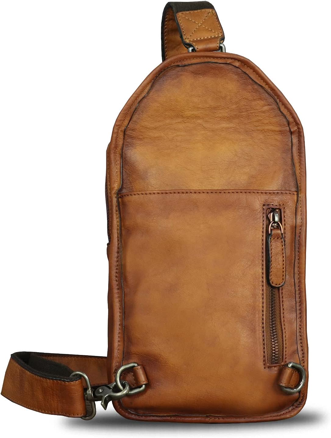 LRTO Genuine Leather Silng Bag for Men and Women Retro Leather Sling Backpack Purse Shoulder Crossbody Bag Chest Bag - Image 3