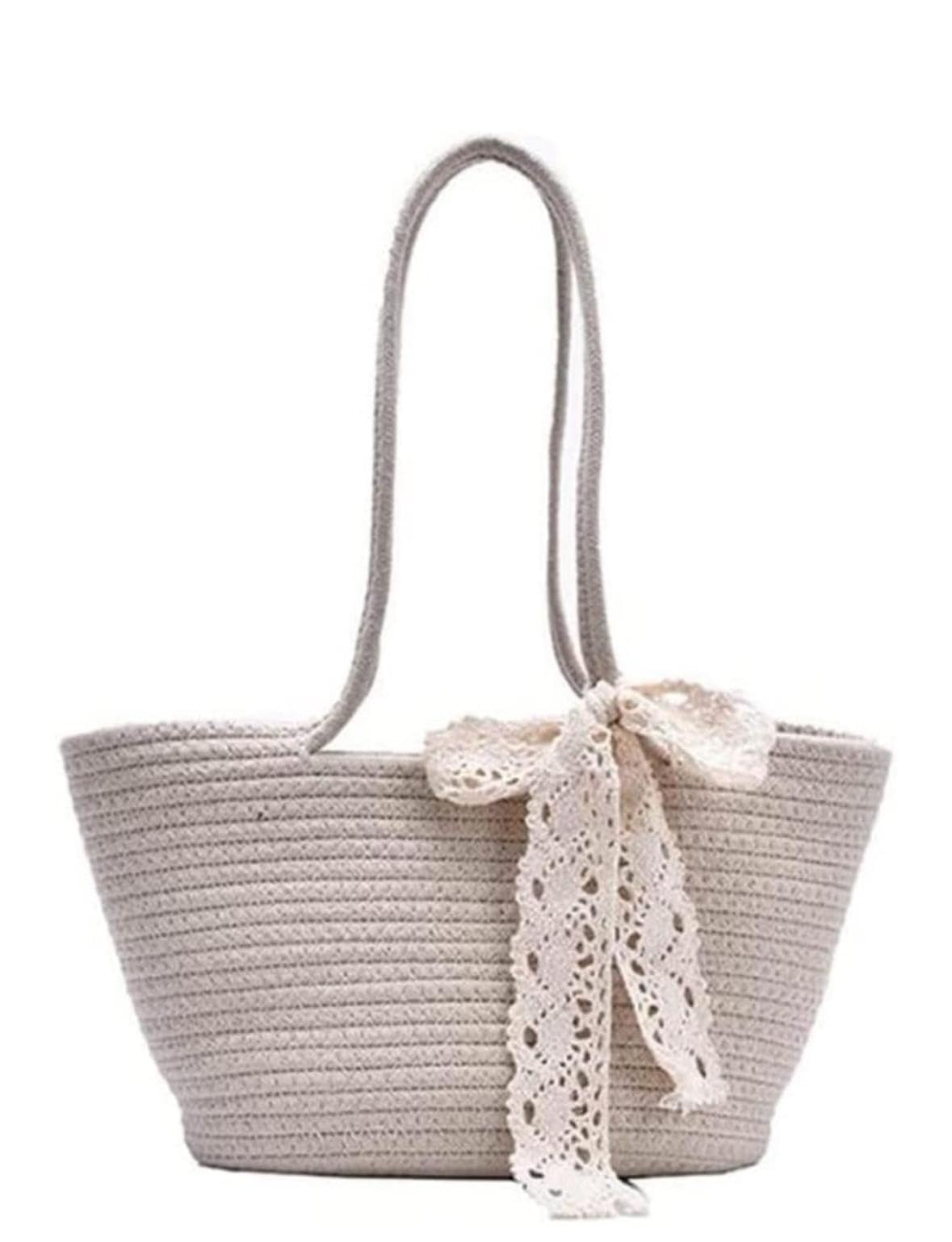 Stylish Women's Straw & Polyester Tote Handbag Ribbon Attached With Bag for Office, Travel, Vacations & Shopping-image-15