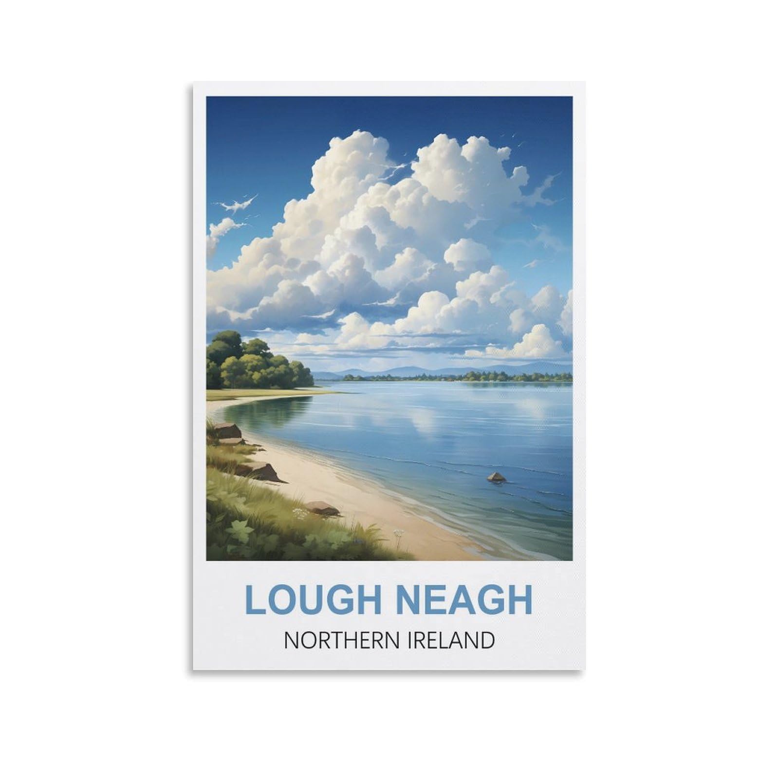 CYYHGEE Vintage Travel Posters Lough Neagh Northern Ireland 16x24inch(40x60cm) Canvas Poster Wall Art Living Room Home Decor