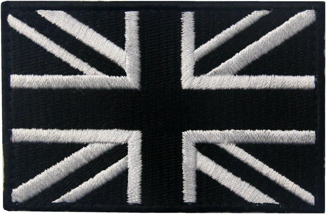 2 Pcs British Union Jack Patch, Personalized Embroidery tag, United Kingdom Embroidered Fabric Patch Hook and Loop Applique for Military Uniform Tactical Bag Jacket Jeans Hat