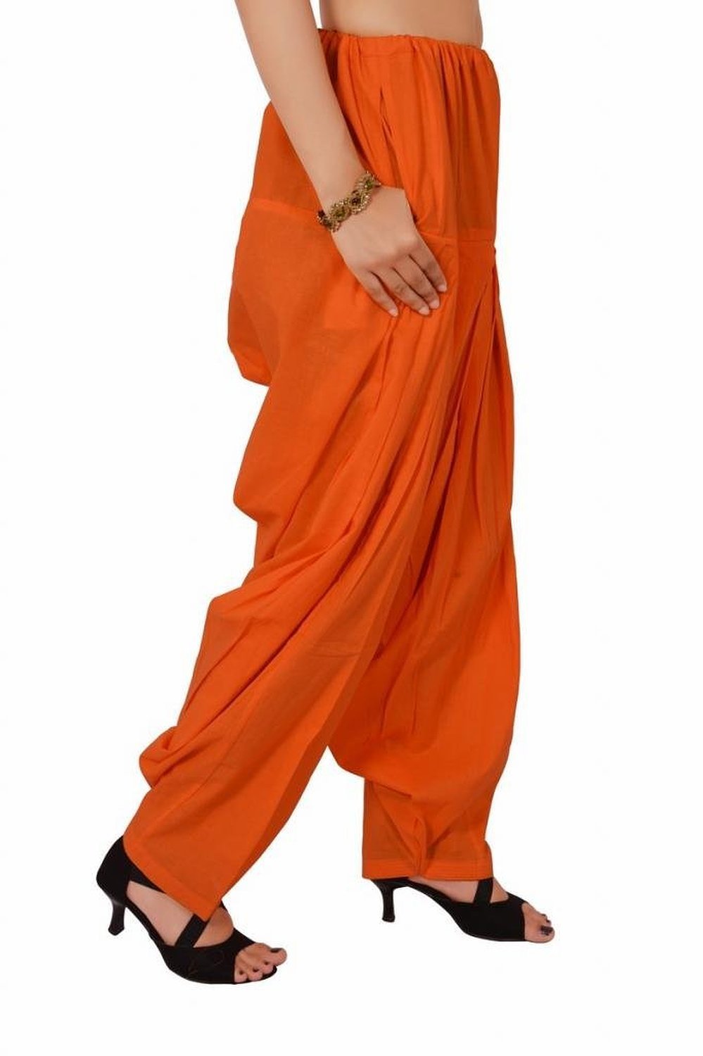 bottom line Bottomline Women Cotton Solid Orange Full Patiala Salwar Dupatta Set Free Size-picture-18