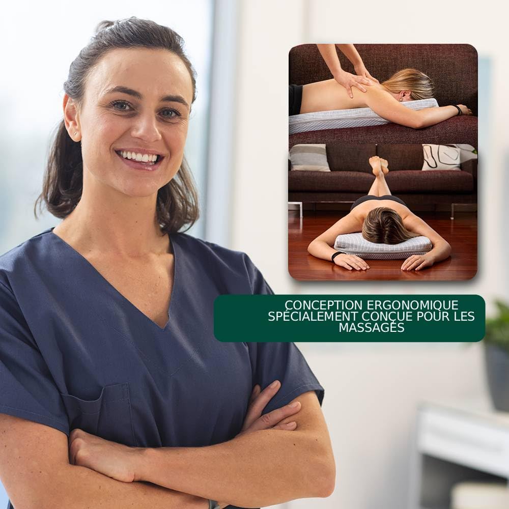 Matelas de Massage Cervical Dorsal et Lombaire avec Ouverture Faciale Ergonomique – Respirez à plat Ventre – Mousse Ferme, Housse Lavable – Massages à Domicile sur Lit, Canapé ou Sol (90 x 40 x 8 cm)