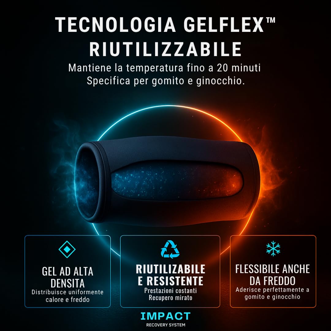 Fascia Ghiaccio Ginocchio Gomito Gel Riutilizzabile Caldo e Freddo - Copertura 360° per Sollievo da Dolore, Infortuni - Recupero Post-Allenamento, Sport e Uso Quotidiano (Ginocchio - Gomito L)