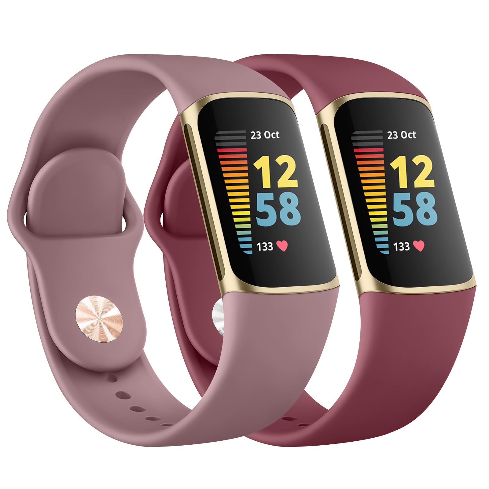 Tobfit Silicone Band for Fitbit Charge 5/6 Fitness Tracker (Watch Not Included), Soft Adjustable Replacement Strap with Hidden Buckle, Sport Wristband for Men Women (2 Pack, Burgundy Red/Smokey Mauve) (B0CLLQSK8G) Amazon Price History, Amazon Price Tracker