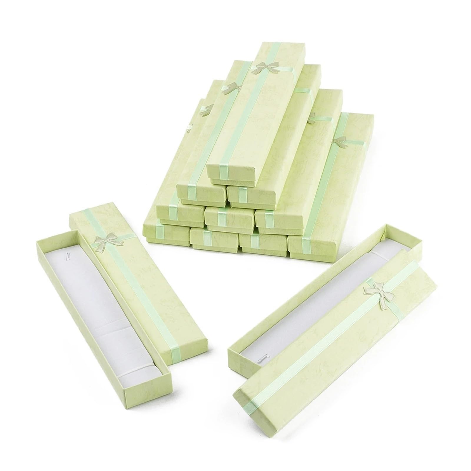 Qvorlth Small Gift Boxes 12Pcs Bowknot Cardboard Jewelry Necklace Boxes For Festive Gift Packaging Exquisite Box(Yellow Green)