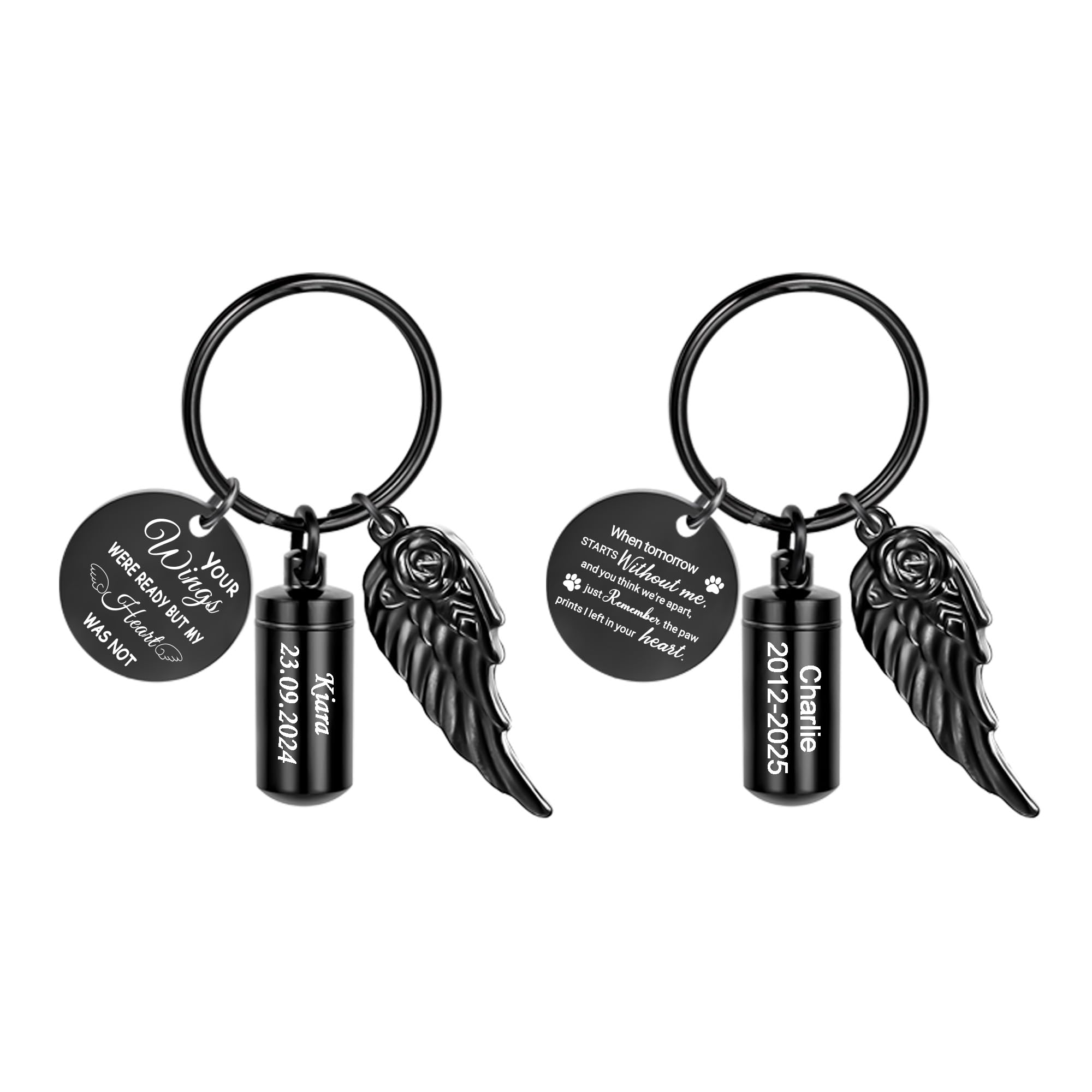 Gredstar Personalised Memorial Keychain for Ashes - Custom Engraved Stainless Steel Urn Pendant, Sympathy Gift to Remember a Loved One or Pet