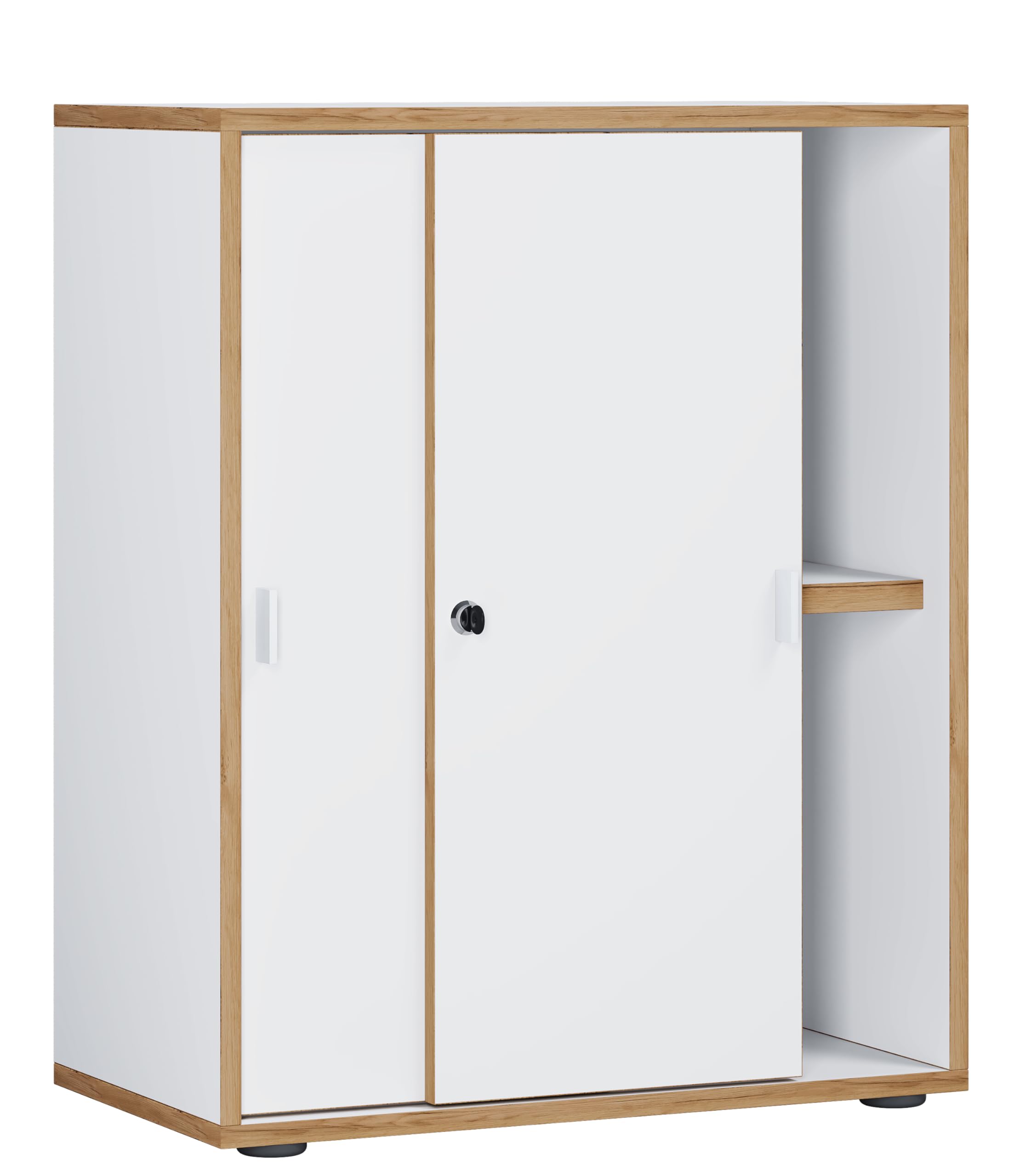VCM Büroschrank mit 2 Fächern | moderner Aktenschrank mit Schiebetüren | Maße H. 74 x B. 60 x T. 37 cm – Salia 2-Fach