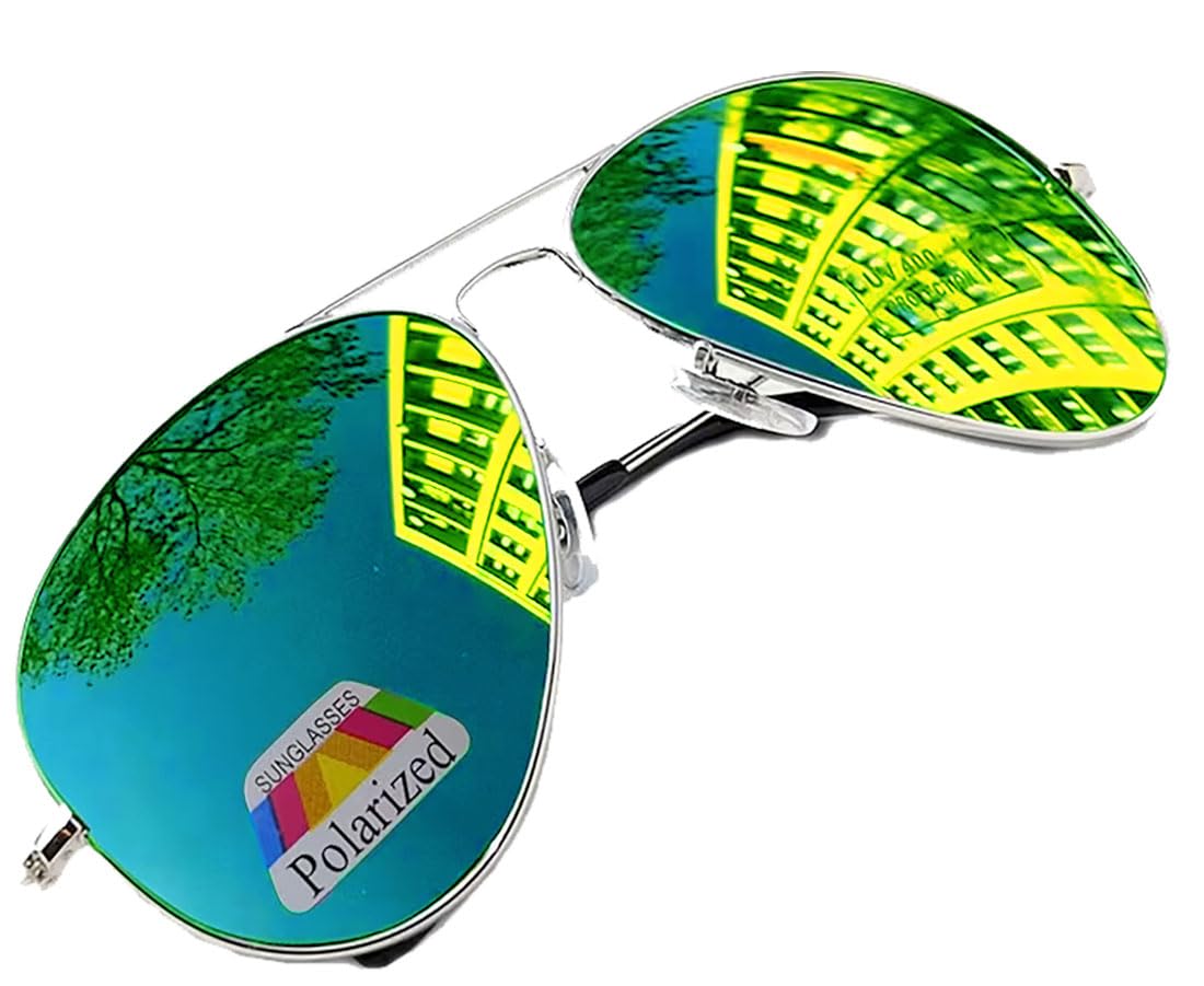 Mfaz Morefaz Ltd Unisex Green Polarized Morefaz Vintage Retro Original Mirrored Mirror Polarized Sunglasses Air Force Vintage Lens Uv400 (Green Polarized) Mfaz Ltd