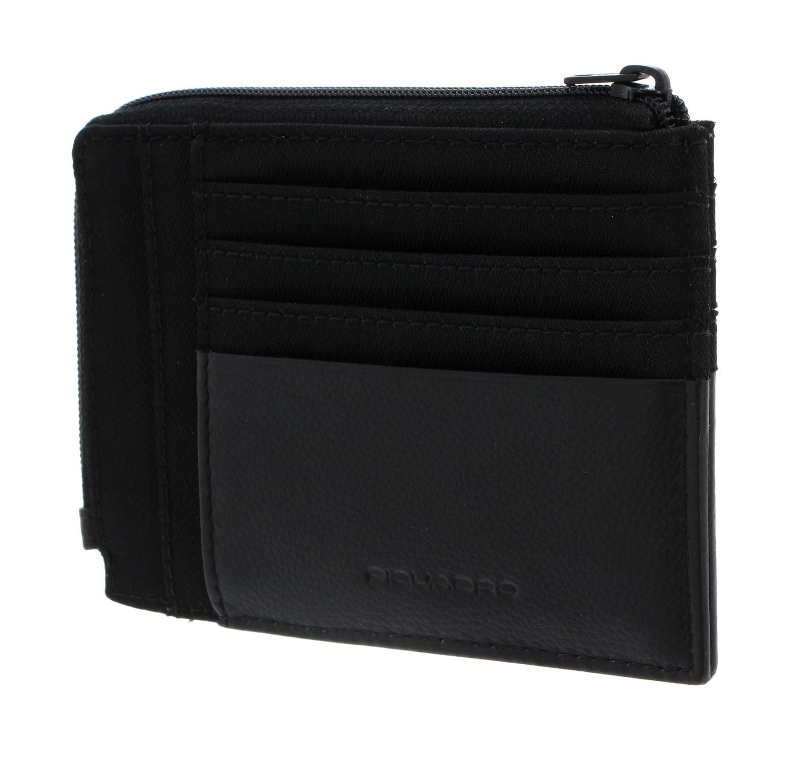 PIQUADRO P16 Bustina porta carte di credito in pelle e tessuto ad uno scomparto