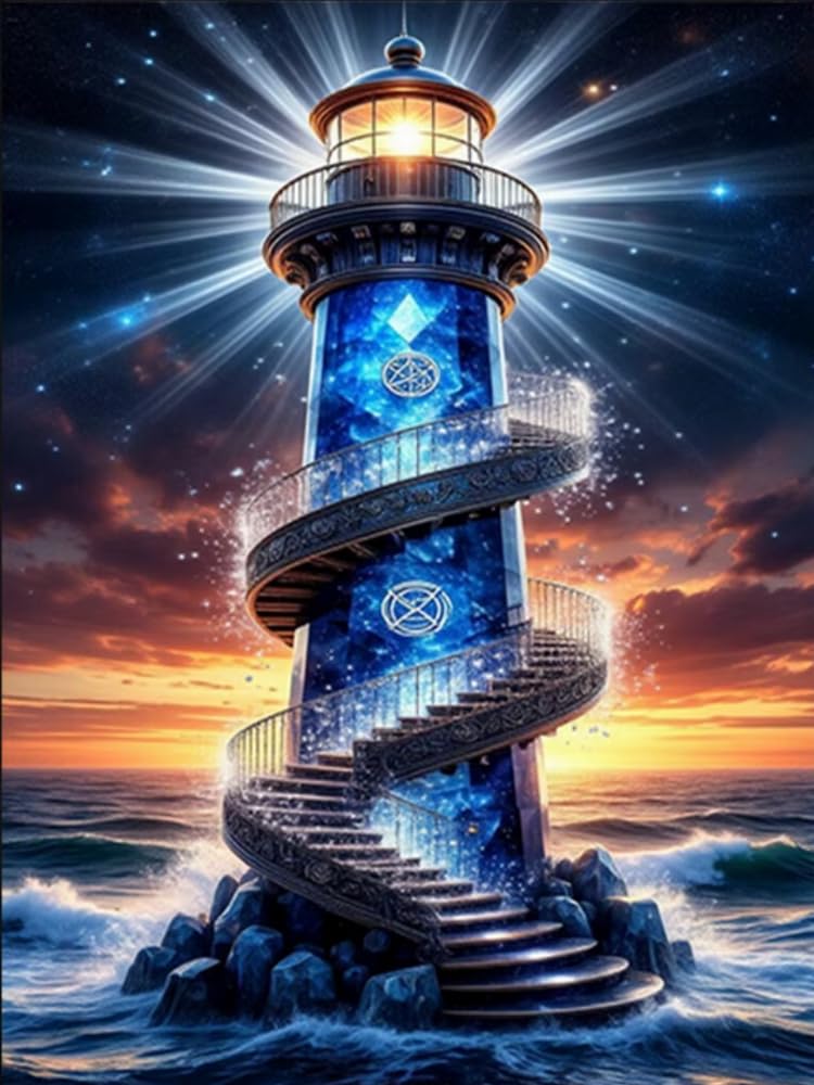GLTEYACO Embroidery Cross Stitch Kit Lighthouse 11CT Stamped Cross Stitch Kits DIY Adult Beginners for Pre-Printed Needlepoint Crafts 40x50 cm