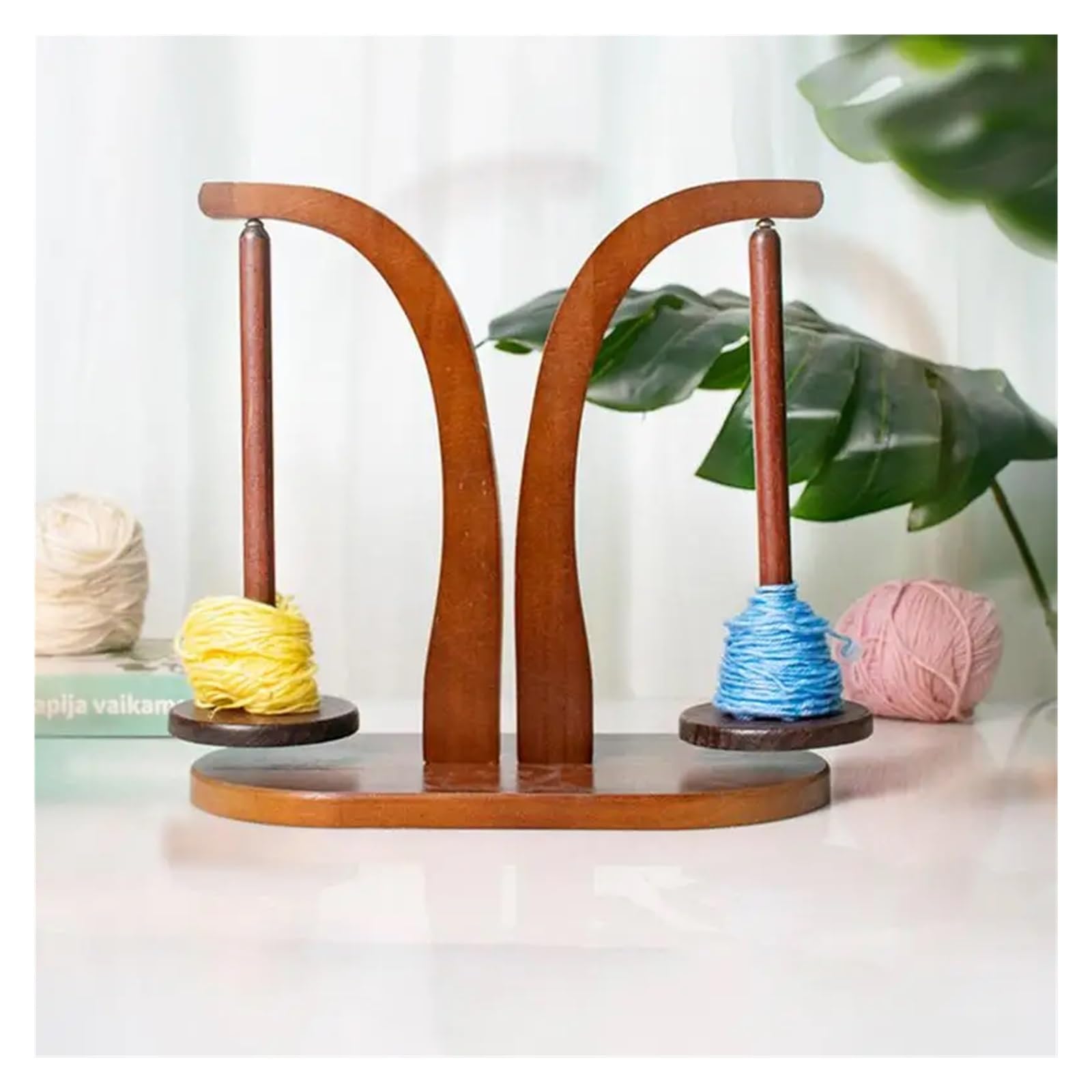 NäHgarn Aufbewahrung Garnhalter aus Holz, Spinn- und Strickwerkzeuge, Häkelgarnhalter, rotierende magnetische Garnspule, Wollknäuelwickler, Rotationsspinner(E)