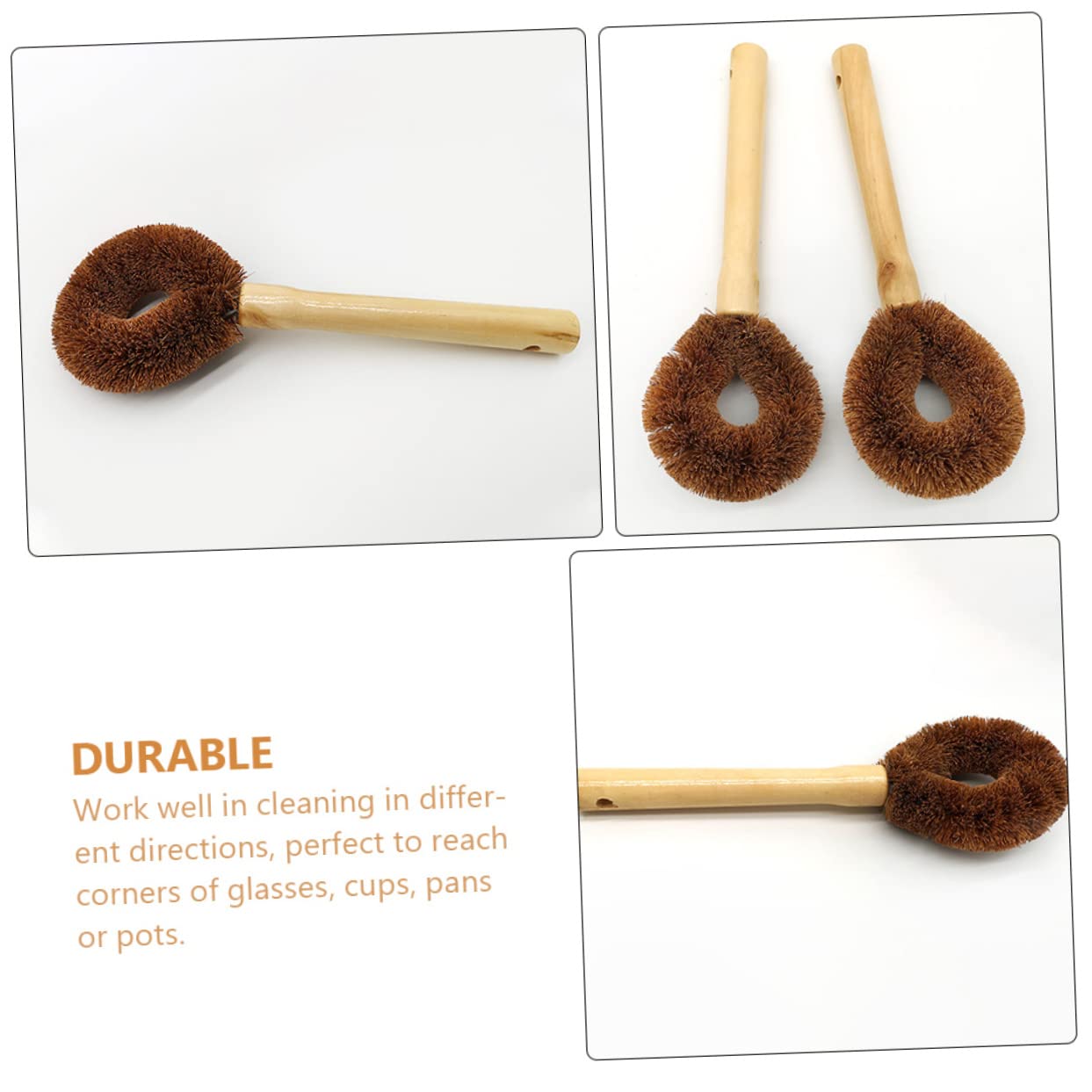 Lot de 20 brosses de Nettoyage à Long Manche pour Wok, de Nettoyage pour évier, brosses à récurer pour poêles, casseroles et Plats avec poignée en Bois