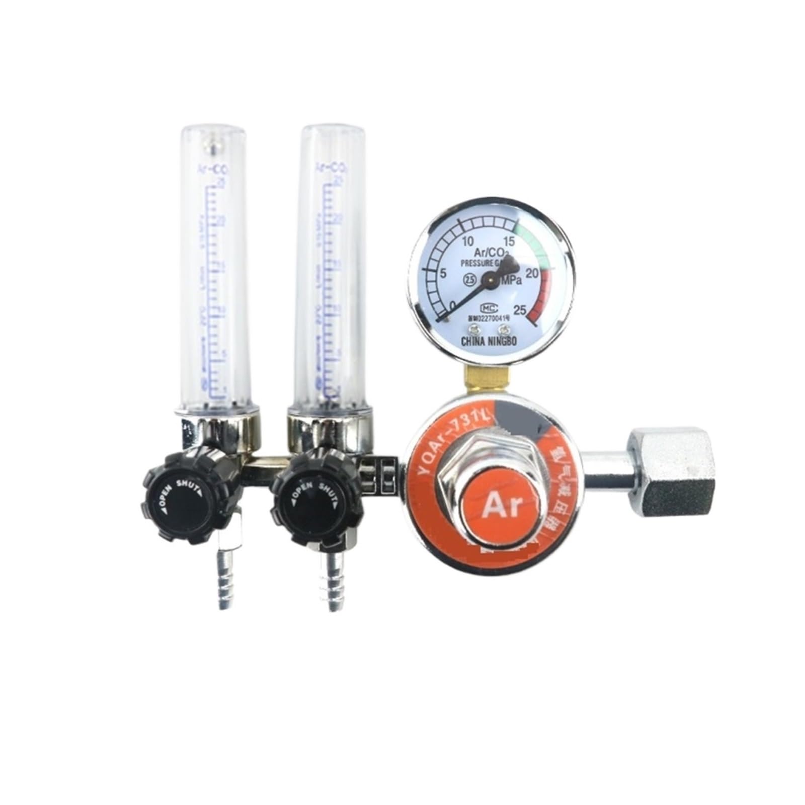 QfUxYYSLD CO2 Mig Tig Flow-Meter Welding Single/Double Tube Pressure Reducer Argon Regulator Gas Pressure Reducing Valve 0-25Mpa(Argon Regulator)